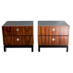Pair of Mid Century Nightstands with Chrome Drawer Pulls