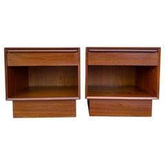 Used Pair of Mid-Century Norwegian Modern Teak Single Drawer Nightstands by Westnofa