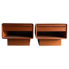 Pair of Mid-Century Norwegian Modern Teak Single Drawer Nightstands by Westnofa