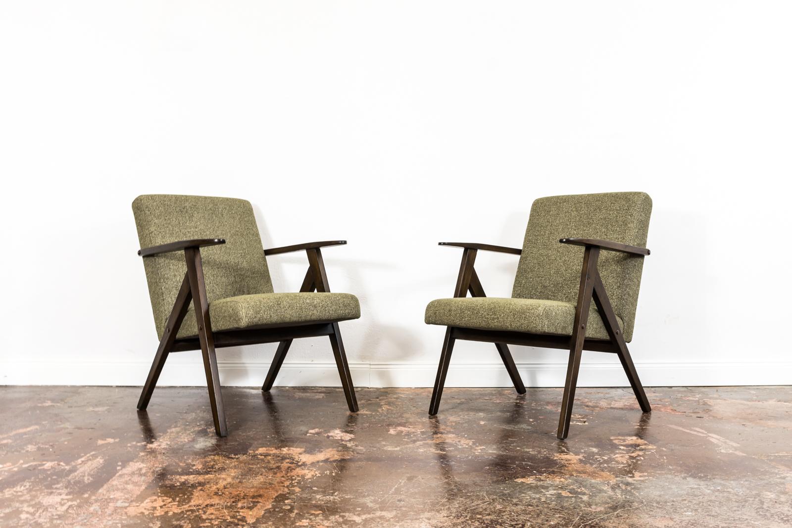 Mid-Century Modern Pair of Midcentury Oak Armchairs, 1960s