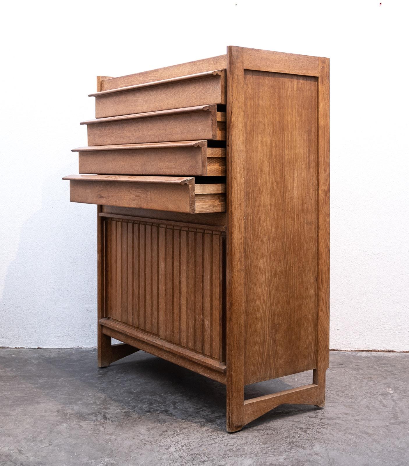 Pair of Mid Century Oak Cabinets by Guillerme et Chambron 11