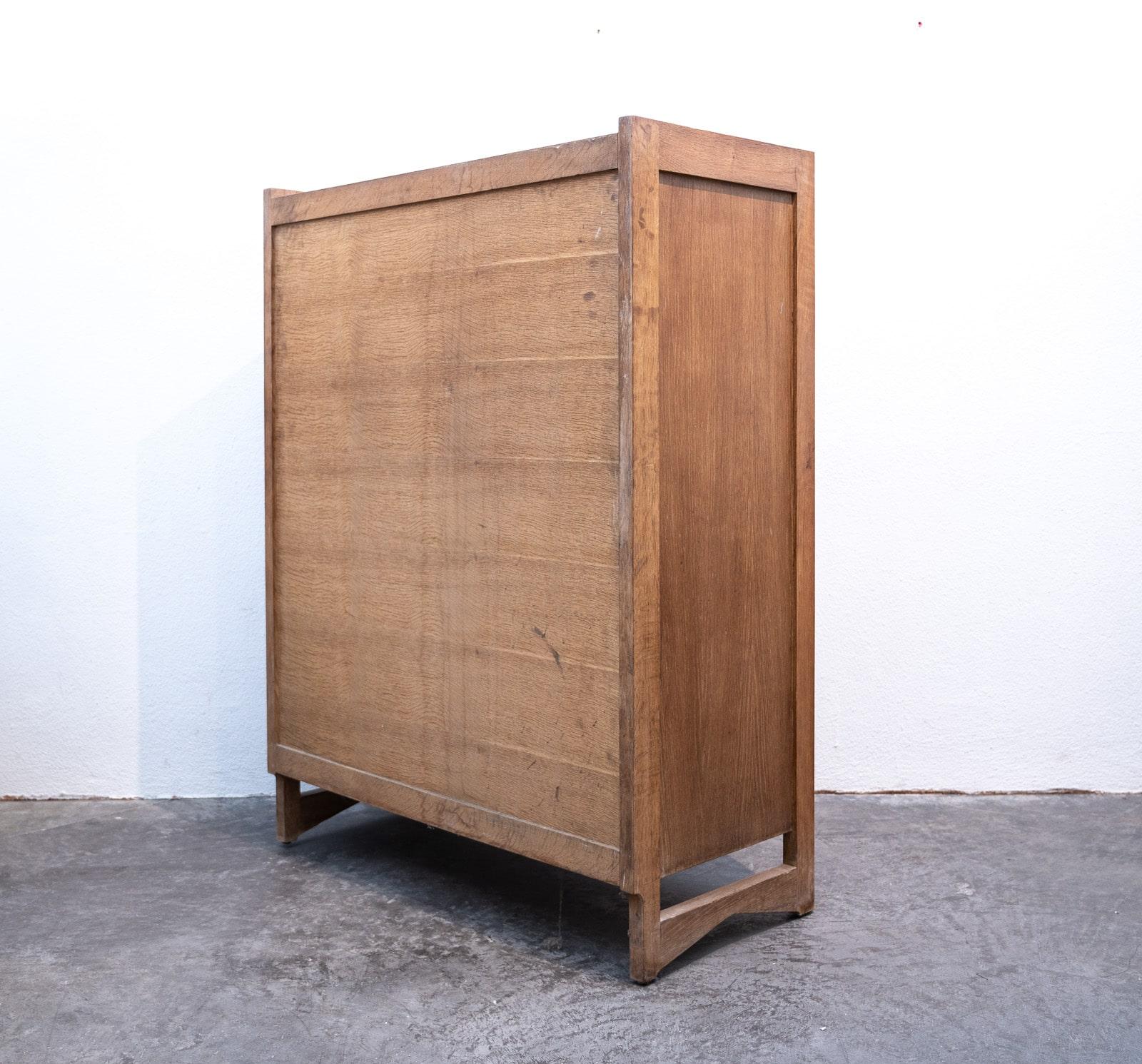 Pair of Mid Century Oak Cabinets by Guillerme et Chambron 3