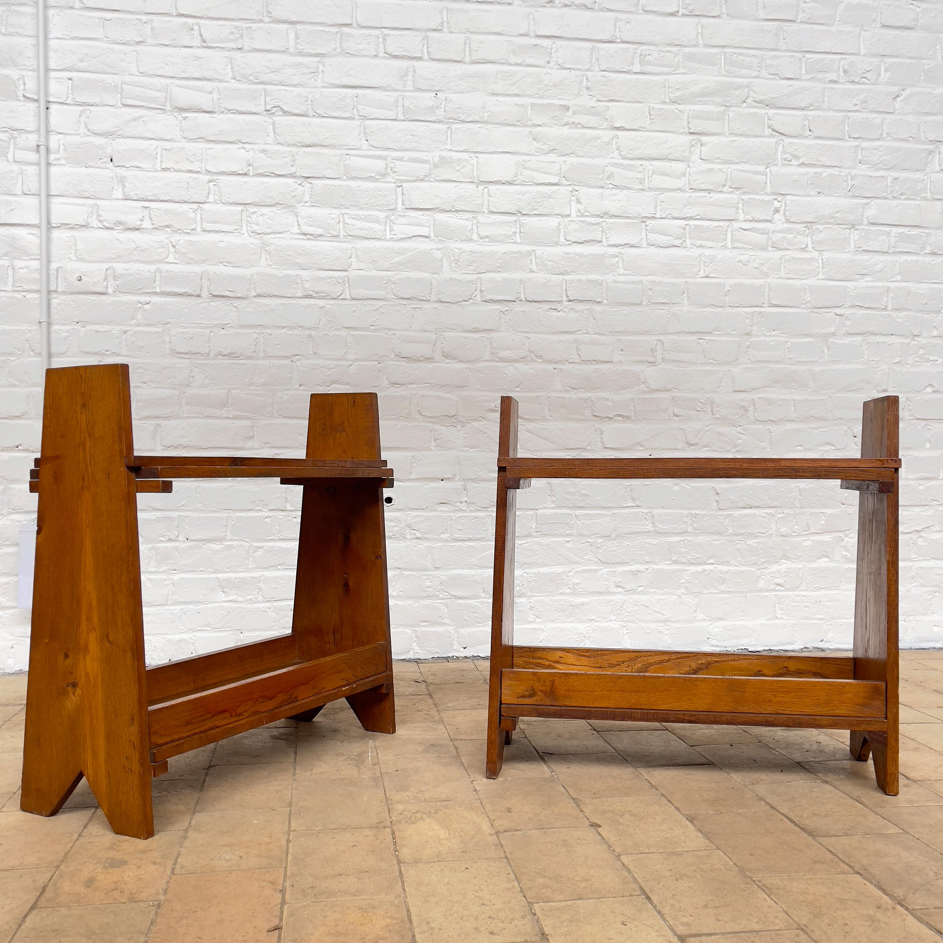Mid-Century Modern Pair of Mid-Century Oak Console For Sale