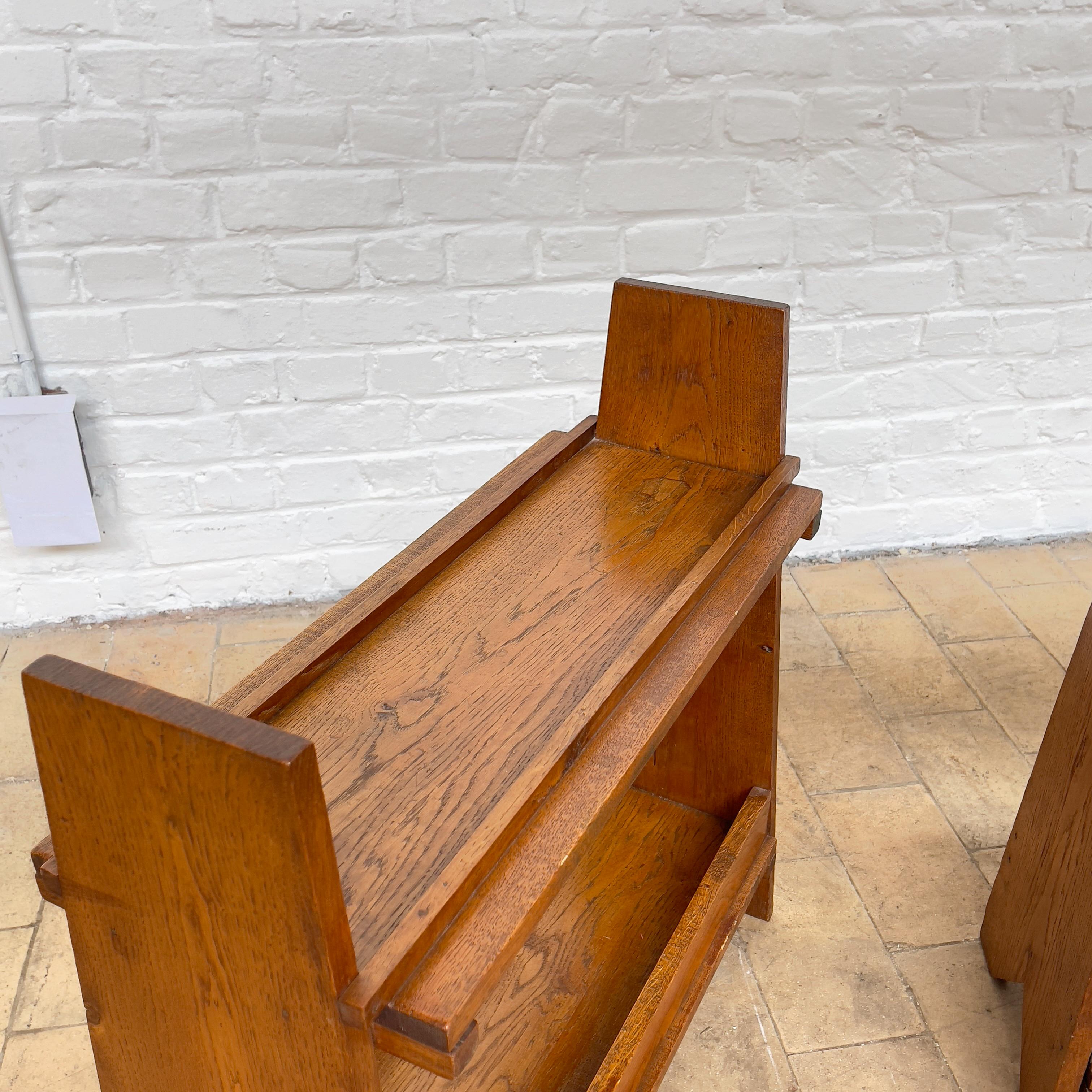Mid-20th Century Pair of Mid-Century Oak Console For Sale