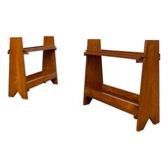 Pair of Mid-Century Oak Console Pair of Mid-Century Oak Console