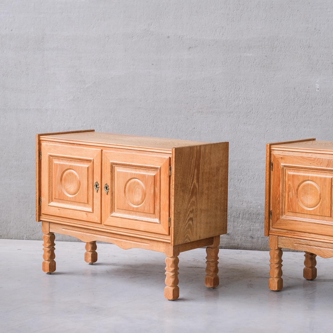 Pair of Mid-Century Oak Danish Bedside Cabinets attr. to Henning Kjaernulf 7