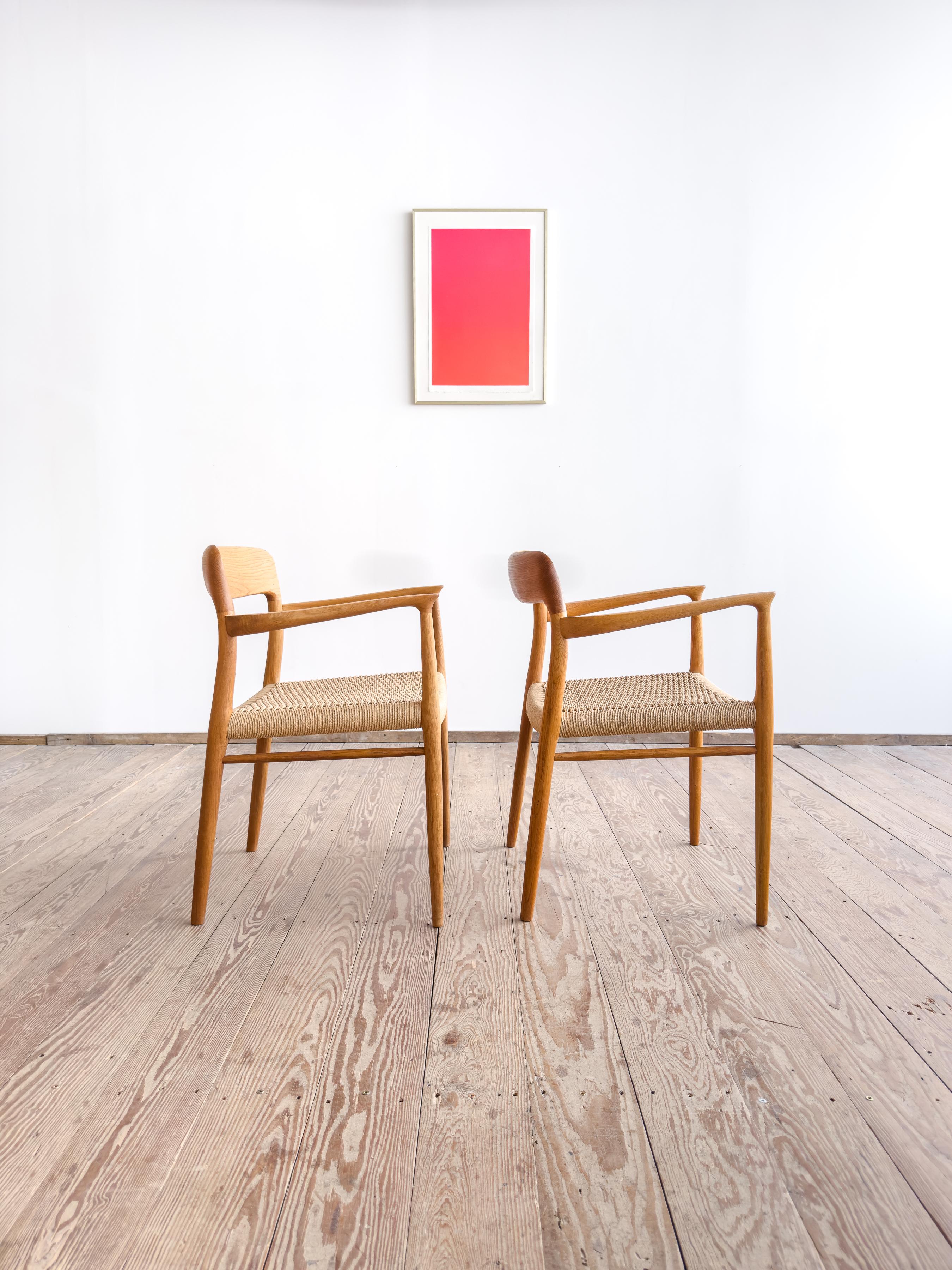Danish Pair of Mid-Century Oak Dining Chairs #56 by Niels O. Møller for J. L. Moller For Sale
