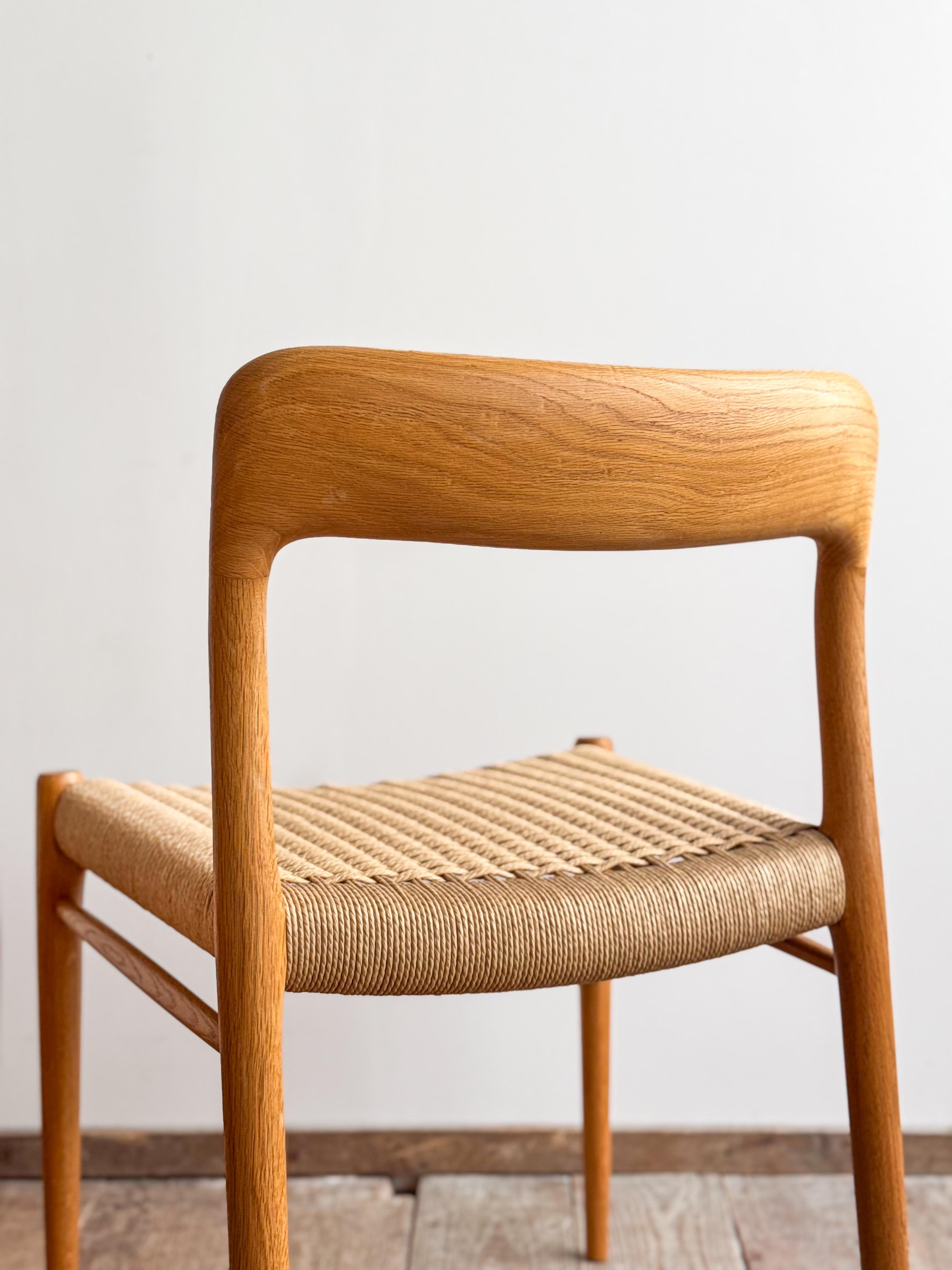 Pair of Mid-Century Oak Dining Chairs #75 by Niels O. Møller for J. L. Moller For Sale 5