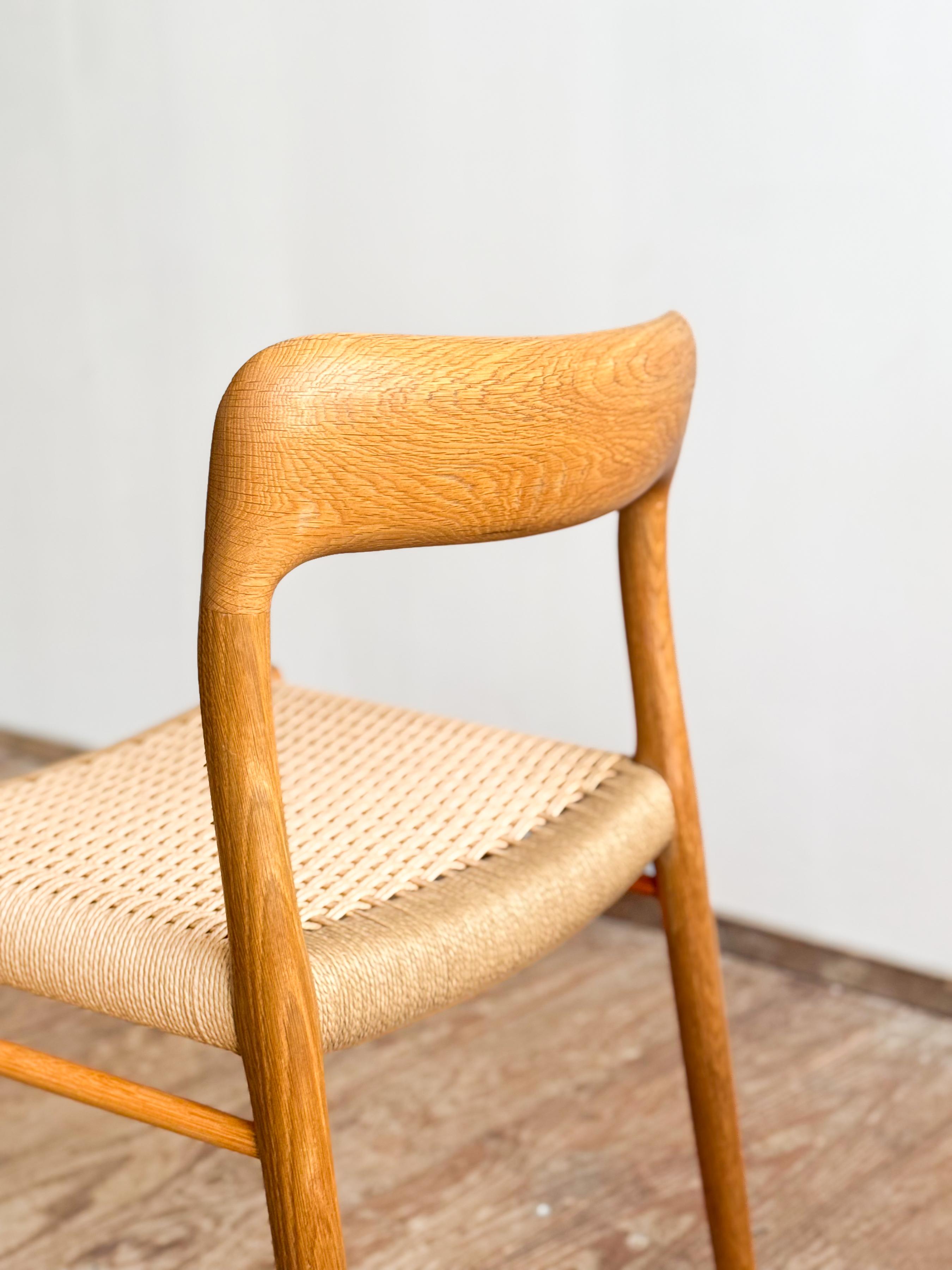 Pair of Mid-Century Oak Dining Chairs #75 by Niels O. Møller for J. L. Moller For Sale 6