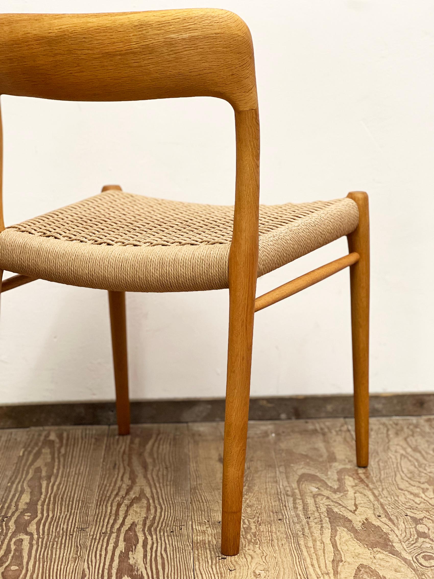 Pair of Mid-Century Oak Dining Chairs #75 by Niels O. Møller for J. L. Moller For Sale 8