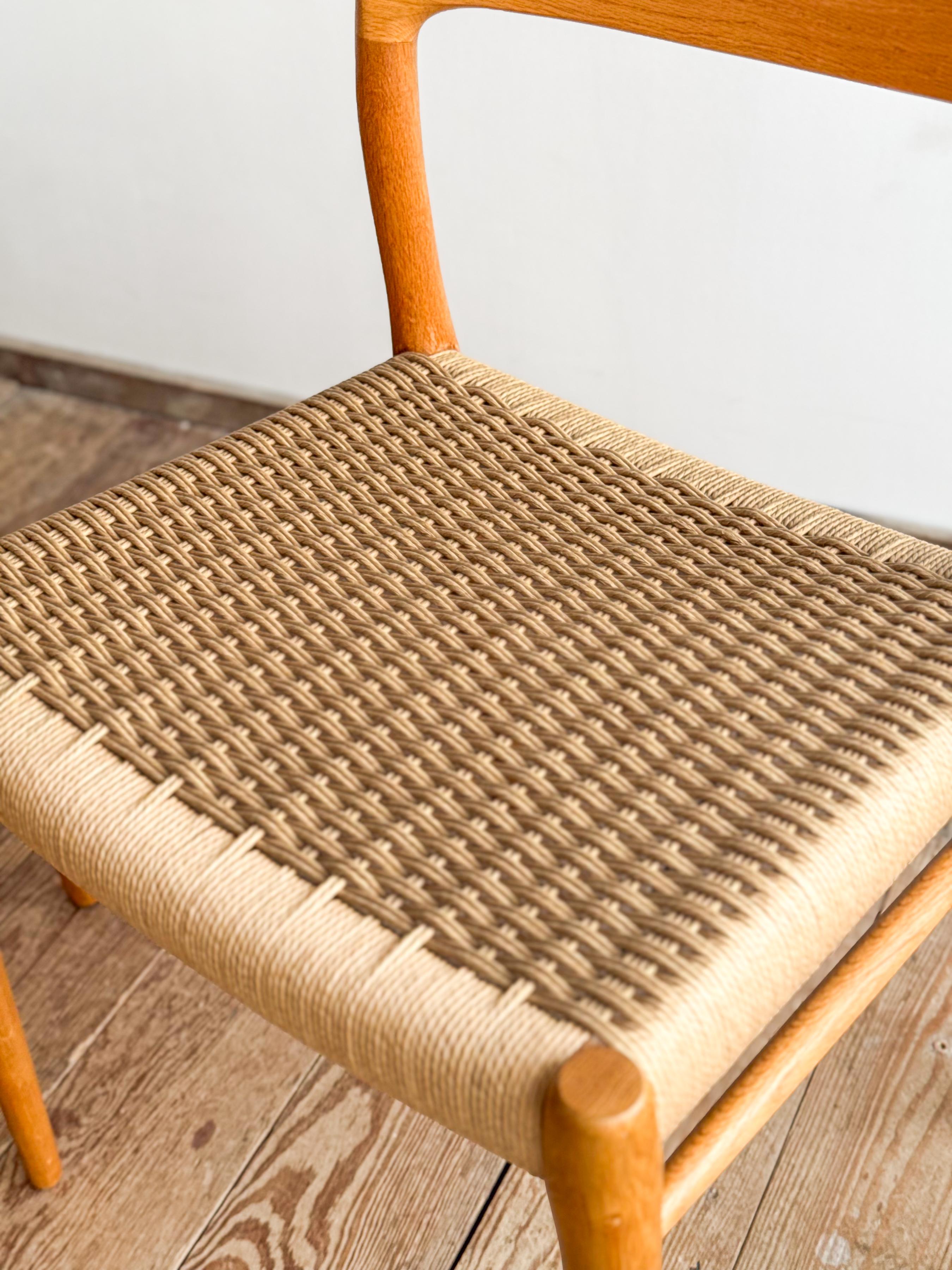 Pair of Mid-Century Oak Dining Chairs #75 by Niels O. Møller for J. L. Moller For Sale 9