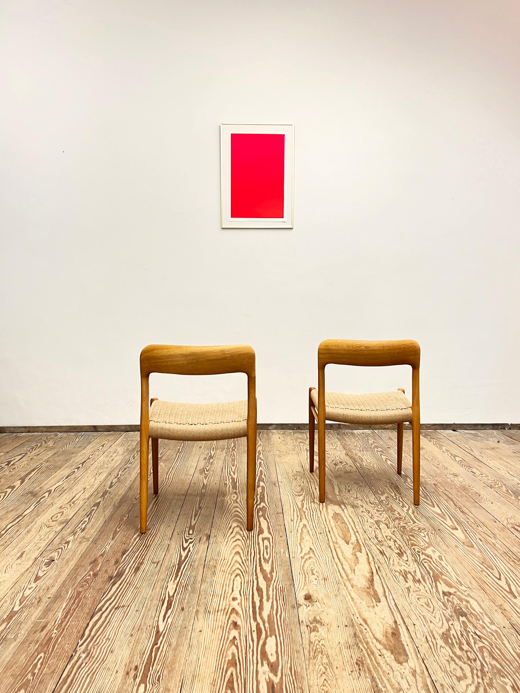 Mid-Century Modern Pair of Mid-Century Oak Dining Chairs #75 by Niels O. Møller for J. L. Moller For Sale