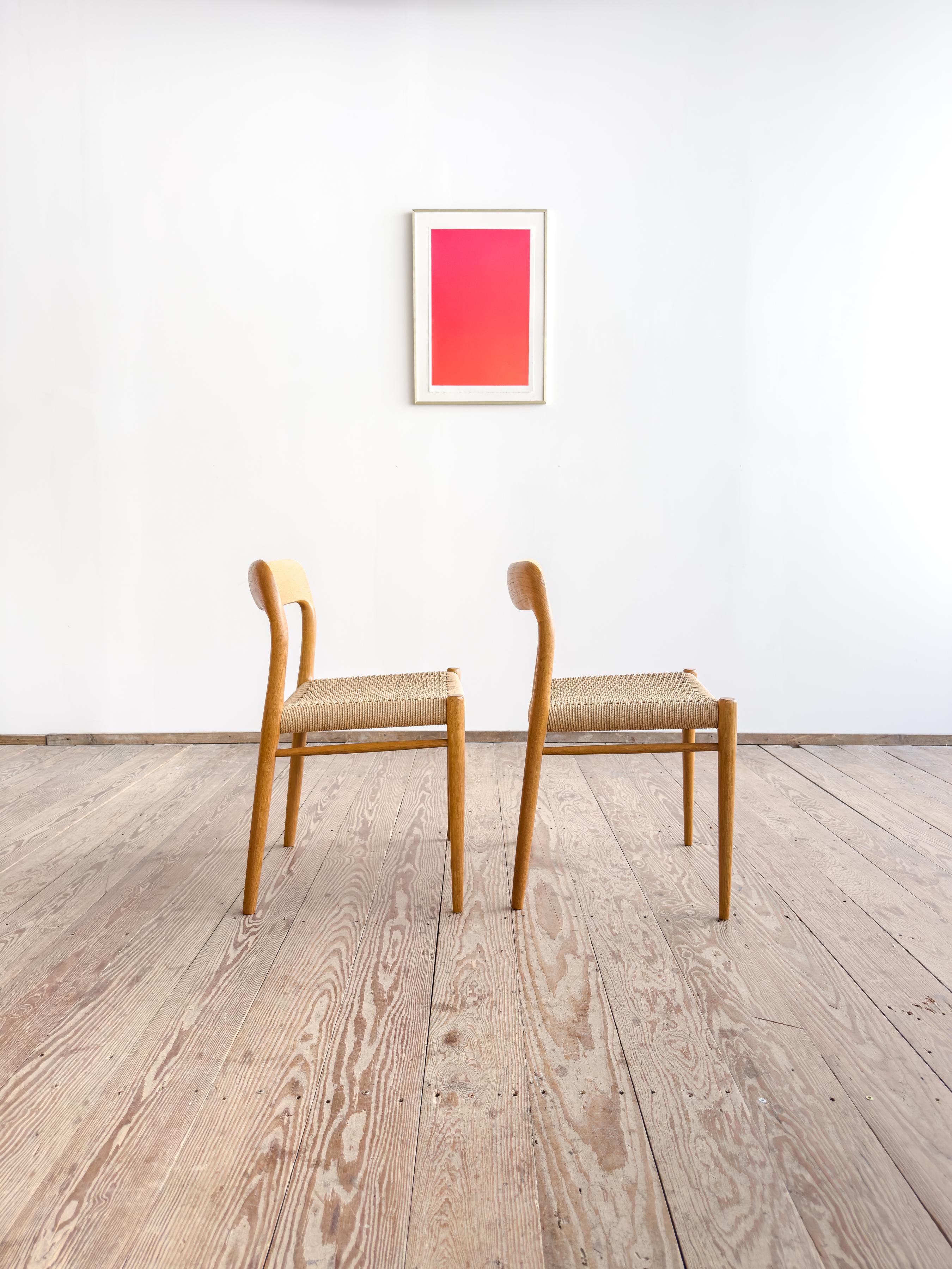 Danish Pair of Mid-Century Oak Dining Chairs #75 by Niels O. Møller for J. L. Moller For Sale