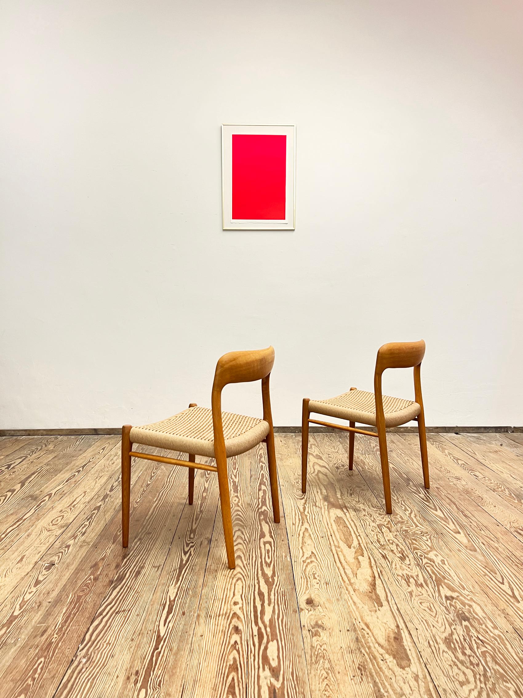 Danish Pair of Mid-Century Oak Dining Chairs #75 by Niels O. Møller for J. L. Moller For Sale