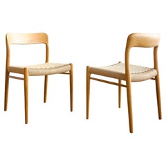 Pair of Mid-Century Oak Dining Chairs #75 by Niels O. Møller for J. L. Moller