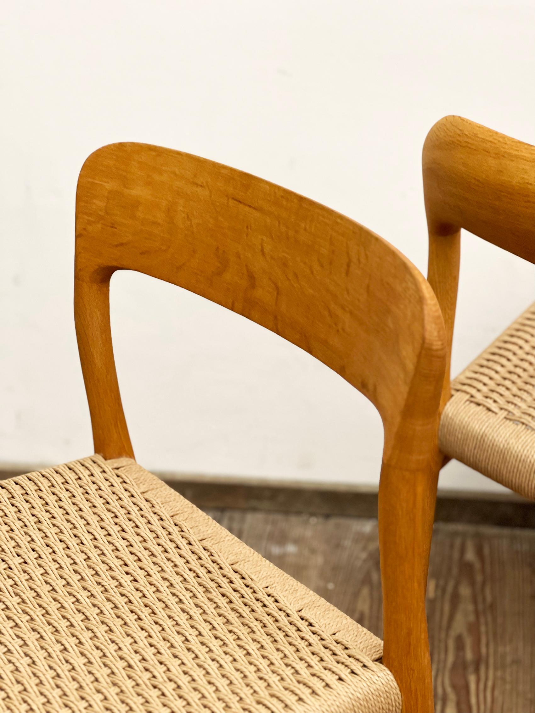 Pair of Mid-Century Oak Dining Chairs #75, Niels O. Møller for J. L. Moller For Sale 4