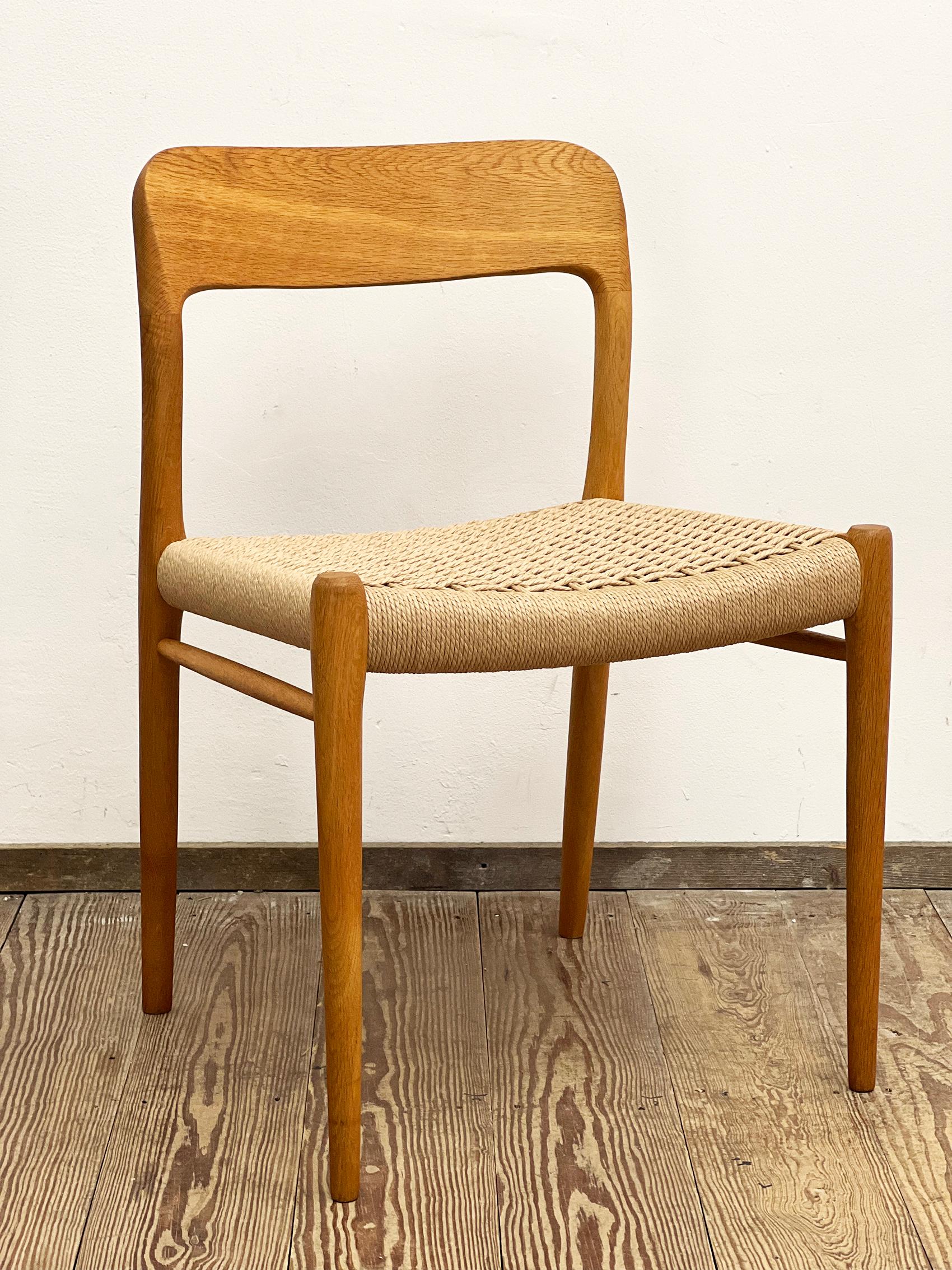 Pair of Mid-Century Oak Dining Chairs #75, Niels O. Møller for J. L. Moller For Sale 9