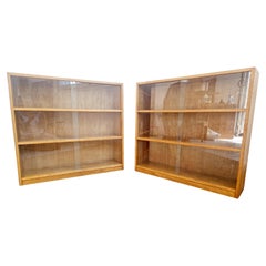 Pair of Mid Century Oak School Bookcases