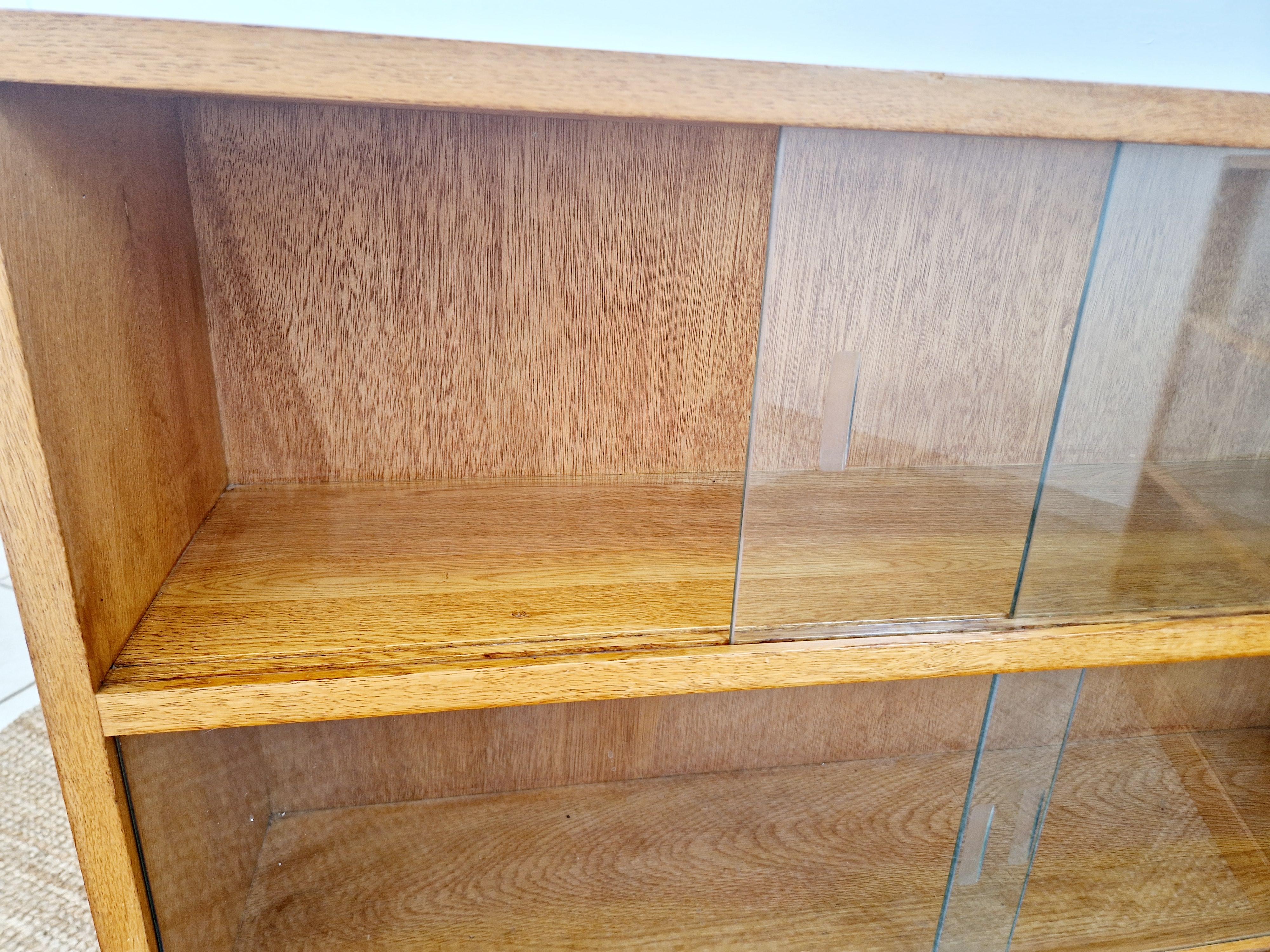 20th Century Pair of Mid Century Oak School Bookcases For Sale