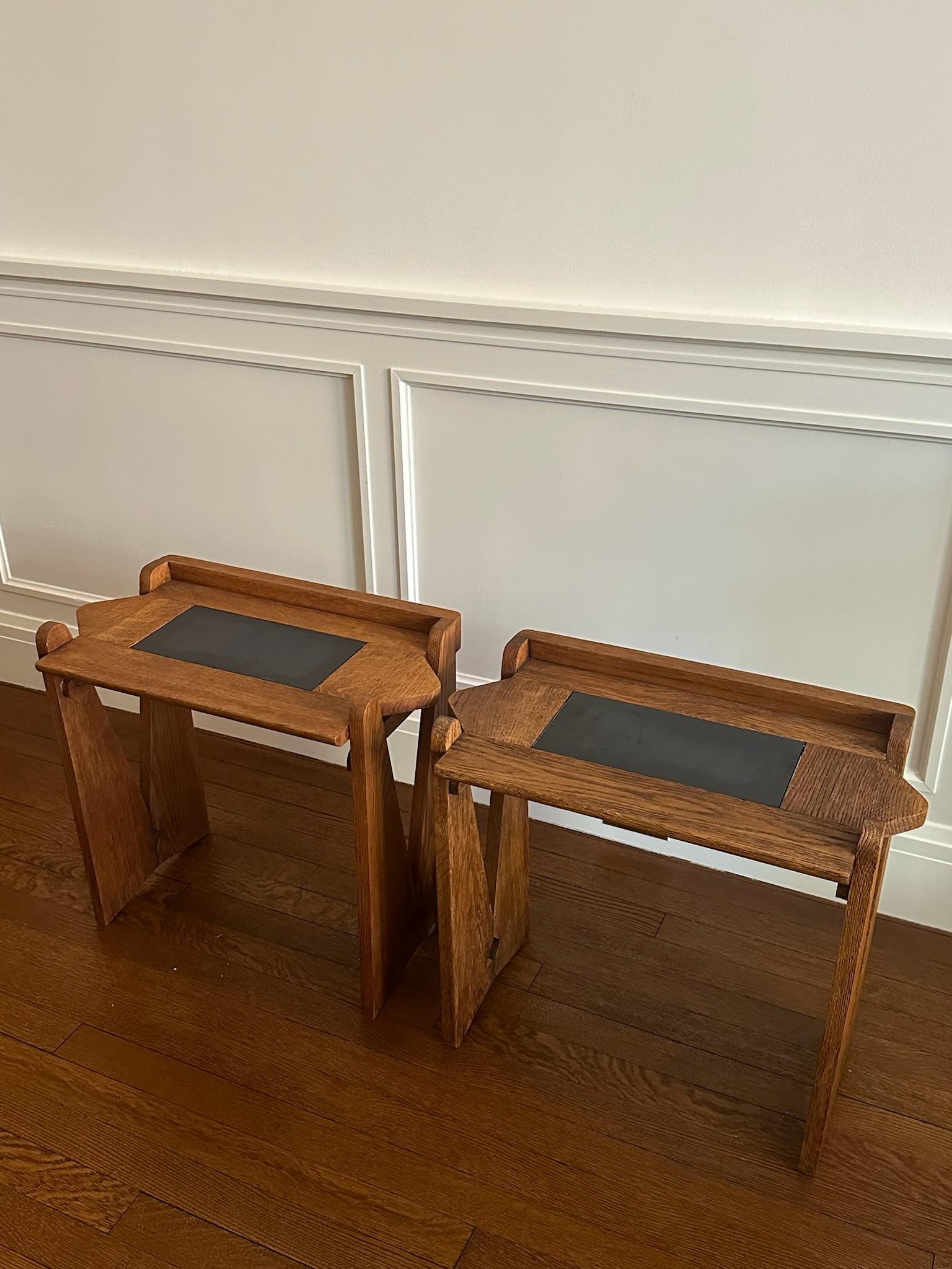 French Pair of Mid Century Oak Side Tables For Sale