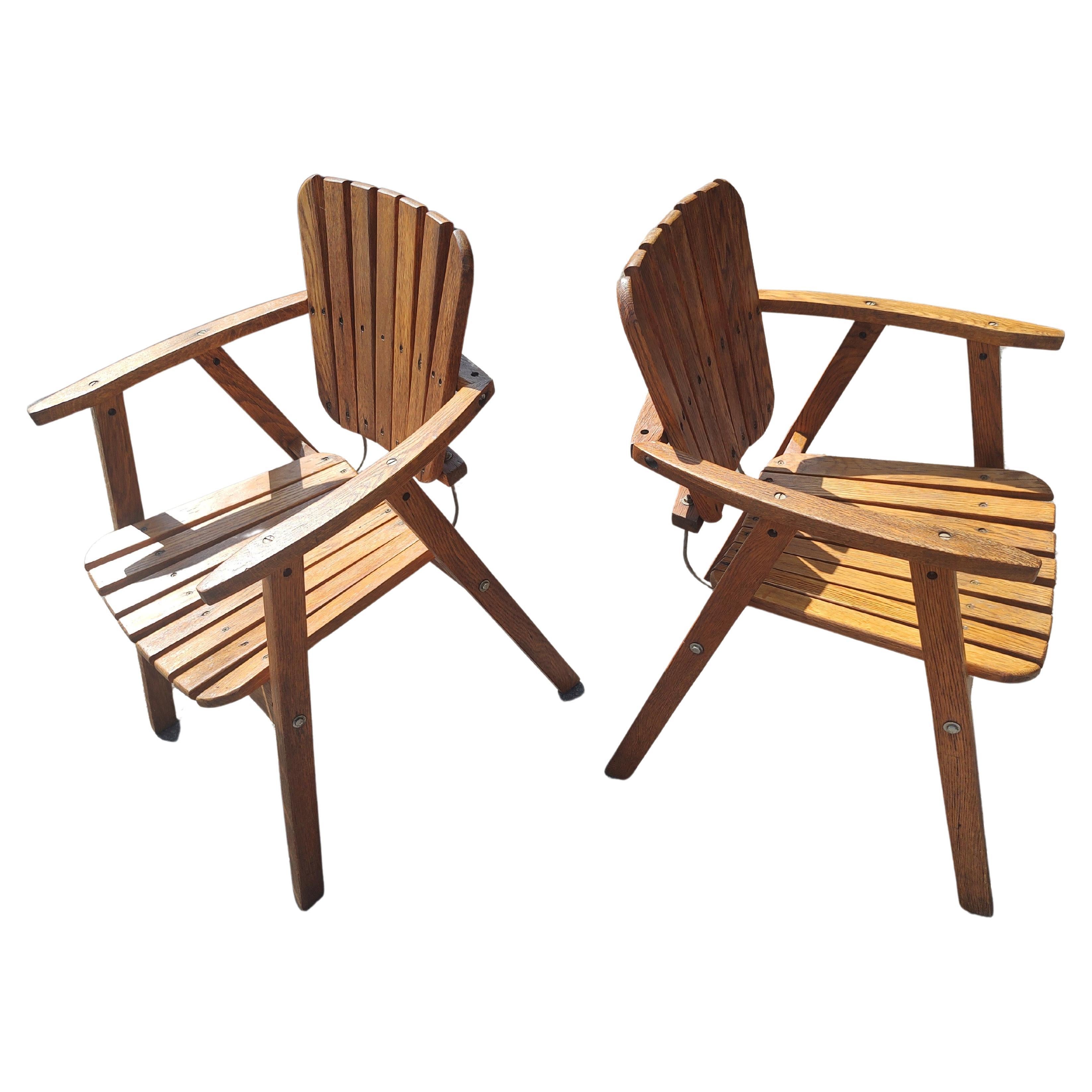 Milieu du XXe siècle Paire de fauteuils à lattes en chêne du milieu du siècle dernier, style Martin Eisler & Carlo Hauner en vente