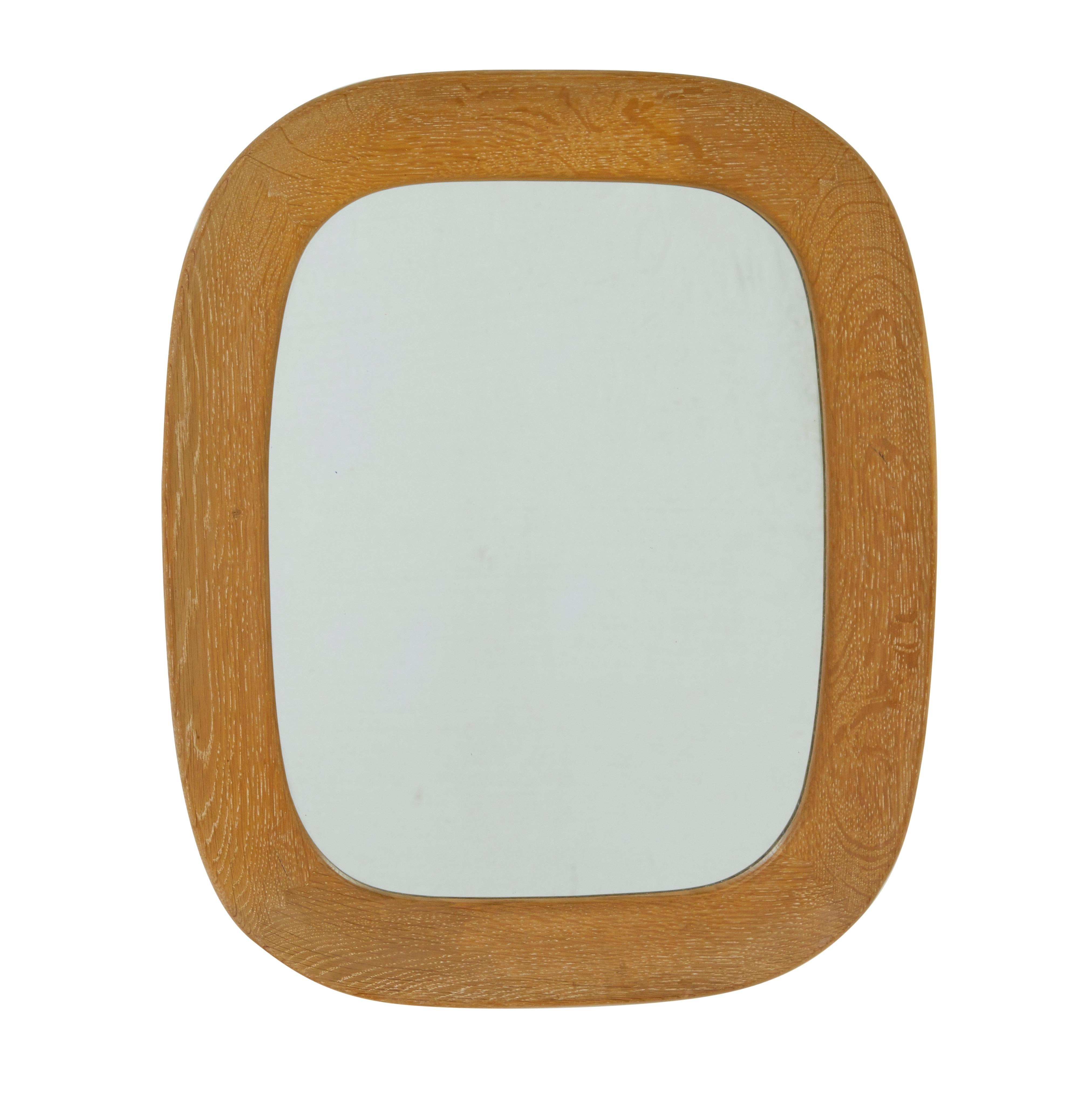 Pair of mid century oak swedish mirrors by fröseke nybrofabriken circa 1960.

Good quality pair of oak mirrors designed and produced by fröske ab nybrofabriken of sweden.

Shaped oak frames with original mirror plate.  Ideal for use as his and hers