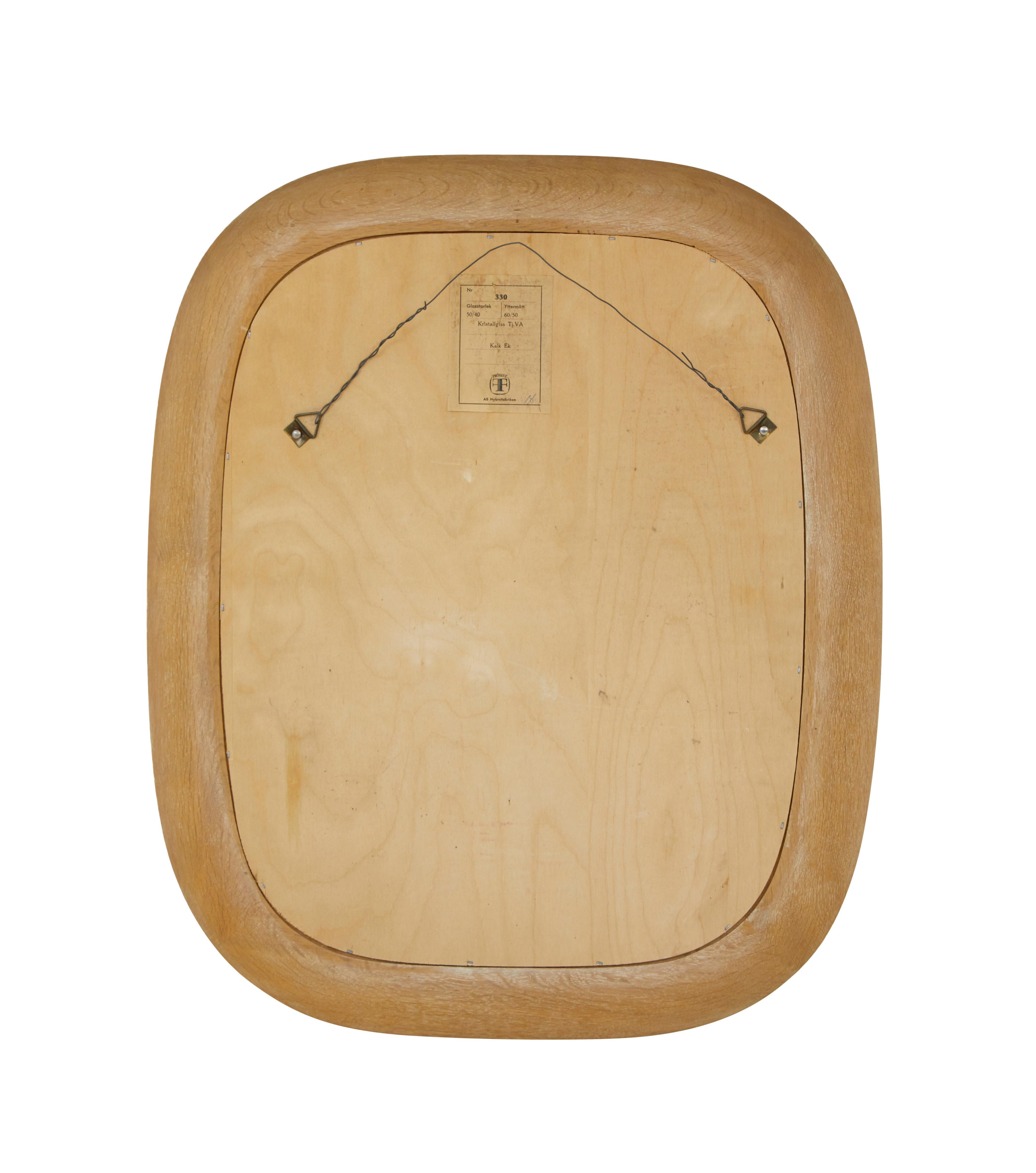 Pair of mid century oak Swedish mirrors by Fröseke nybrofabriken In Good Condition In Debenham, Suffolk