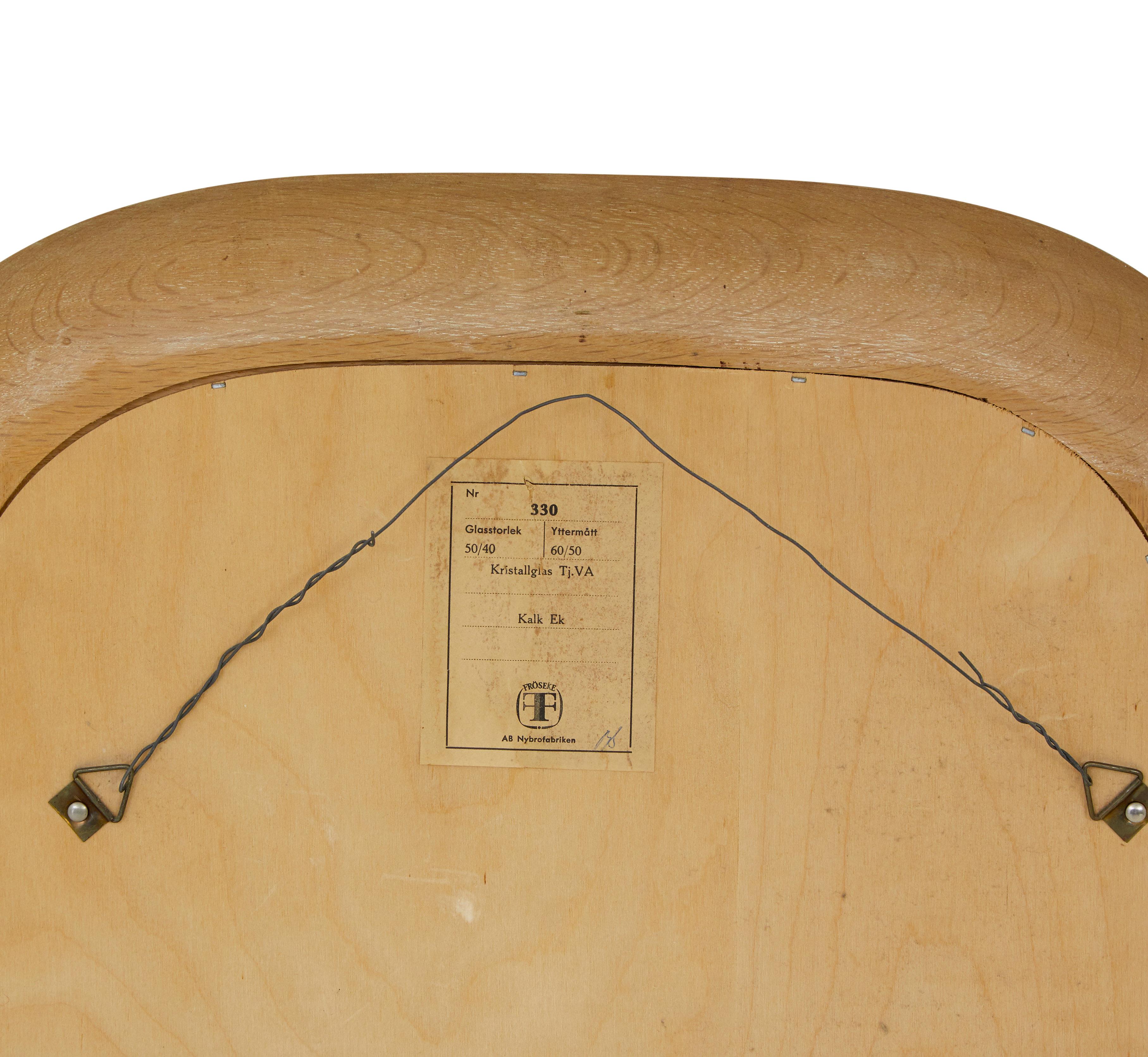 20th Century Pair of mid century oak Swedish mirrors by Fröseke nybrofabriken