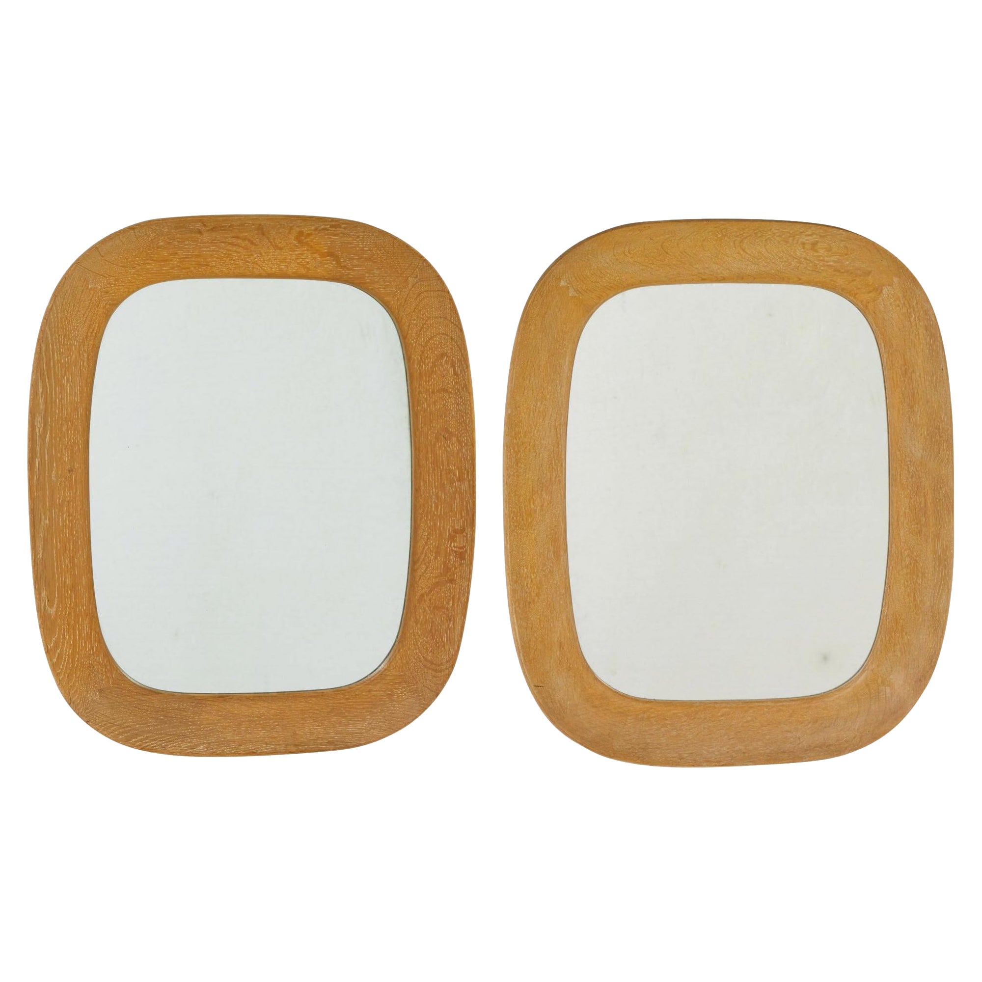 Pair of mid century oak Swedish mirrors by Fröseke nybrofabriken