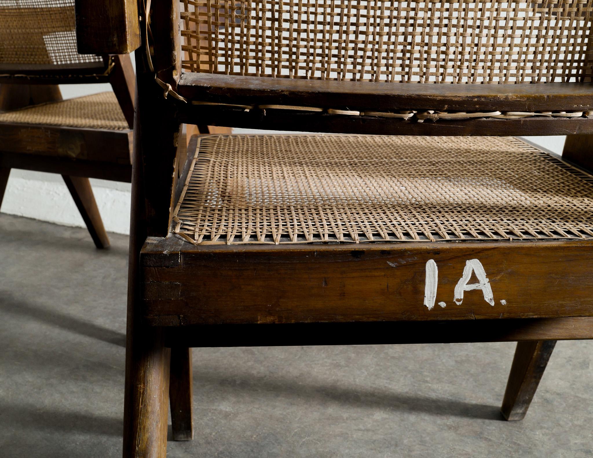 Indian Pair of Mid Century Office Chairs in Teak by Pierre Jeanneret for Chandigarh  For Sale