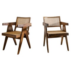 Pair of Mid Century Office Chairs in Teak by Pierre Jeanneret for Chandigarh 