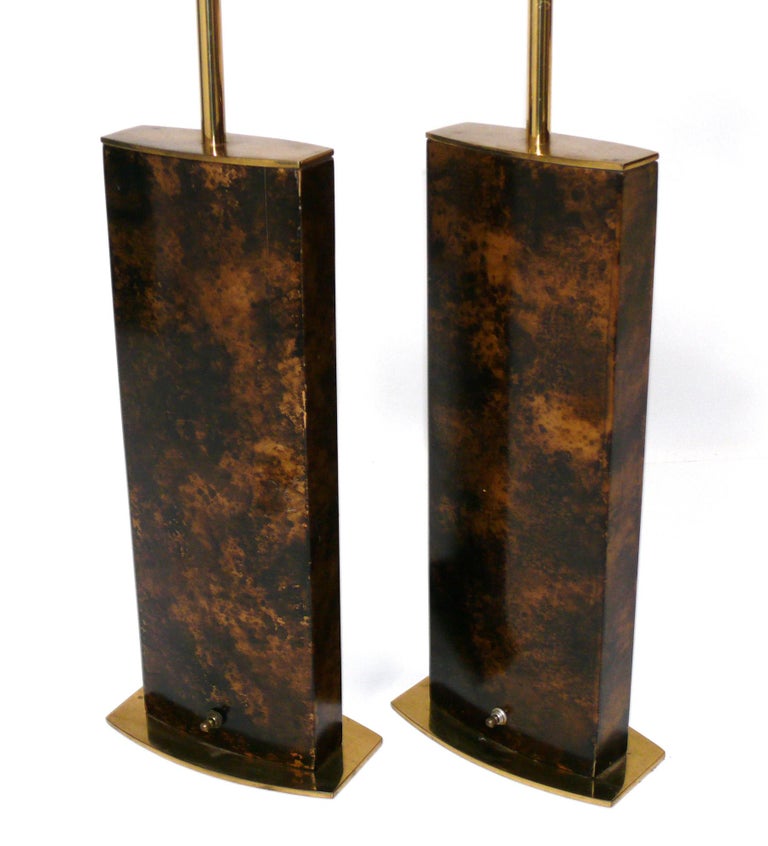 Mid-Century Modern Pair of Mid Century Oil Spot Finish Lamps by Laurel For Sale