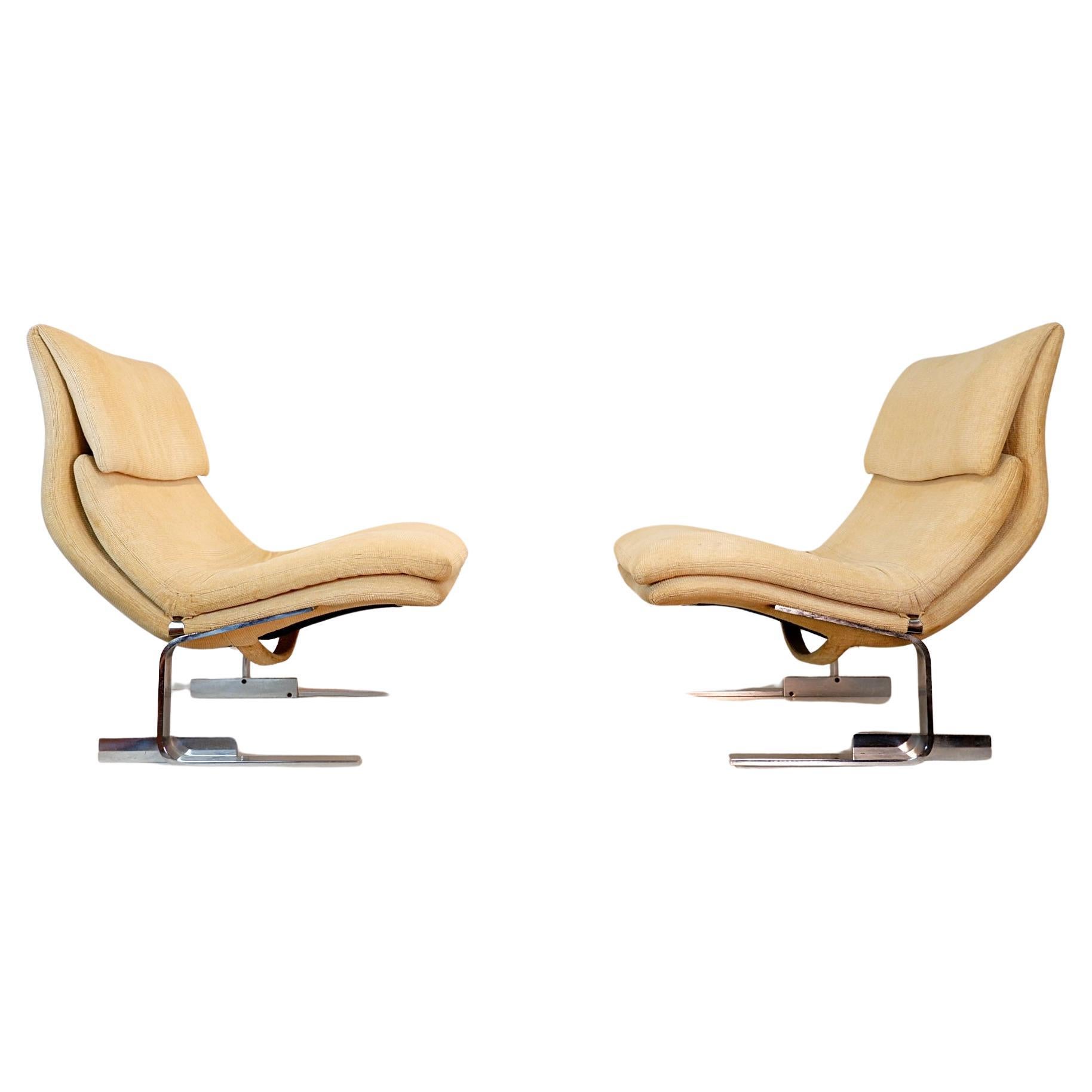 Pair Of Mid Century "Onda" Armchairs, Saporiti, Italy For Sale