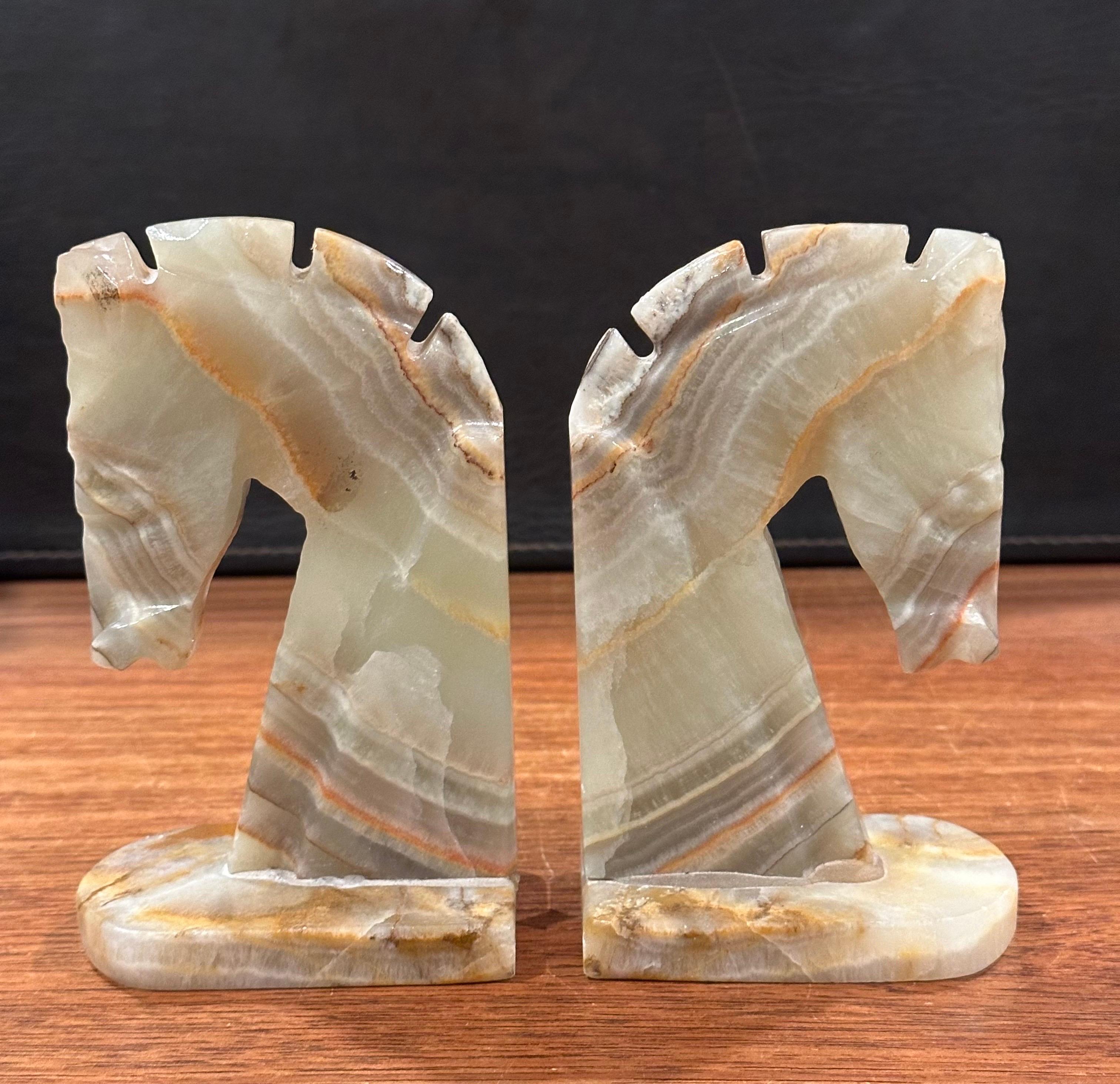 Pair of Mid-Century Onyx Horse Head Bookends 4