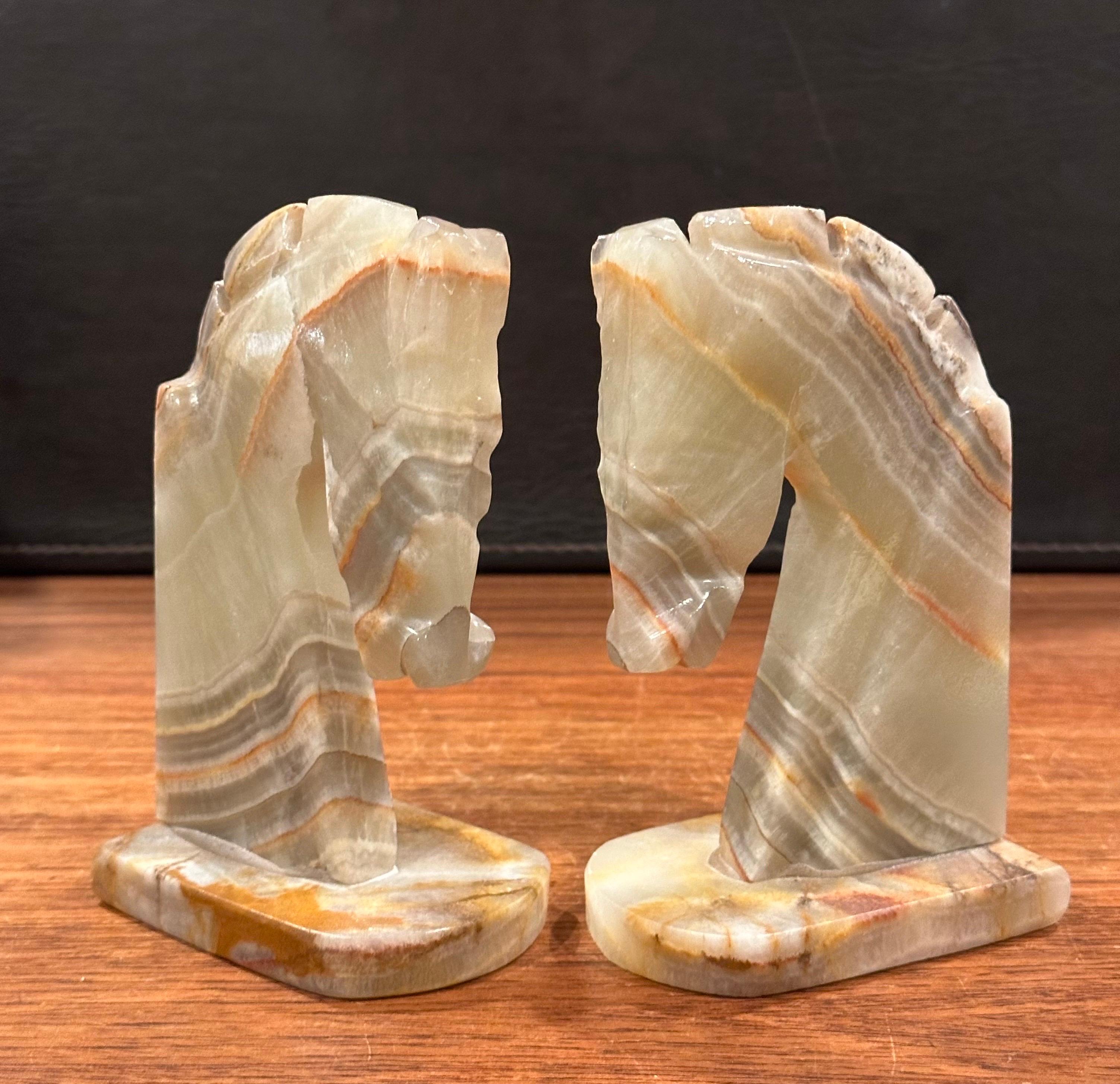 Pair of Mid-Century Onyx Horse Head Bookends 5
