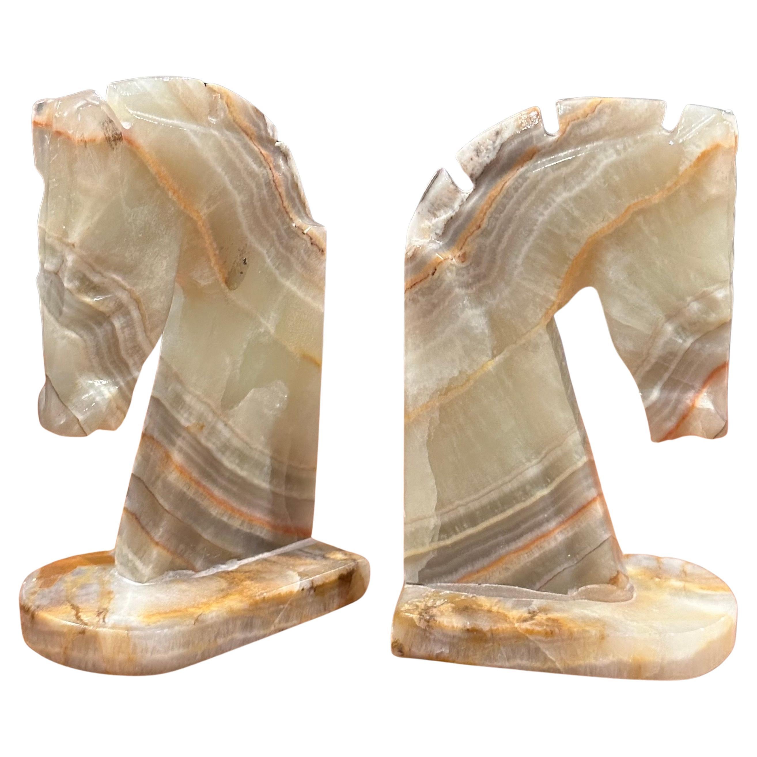 Pair of Mid-Century Onyx Horse Head Bookends 7