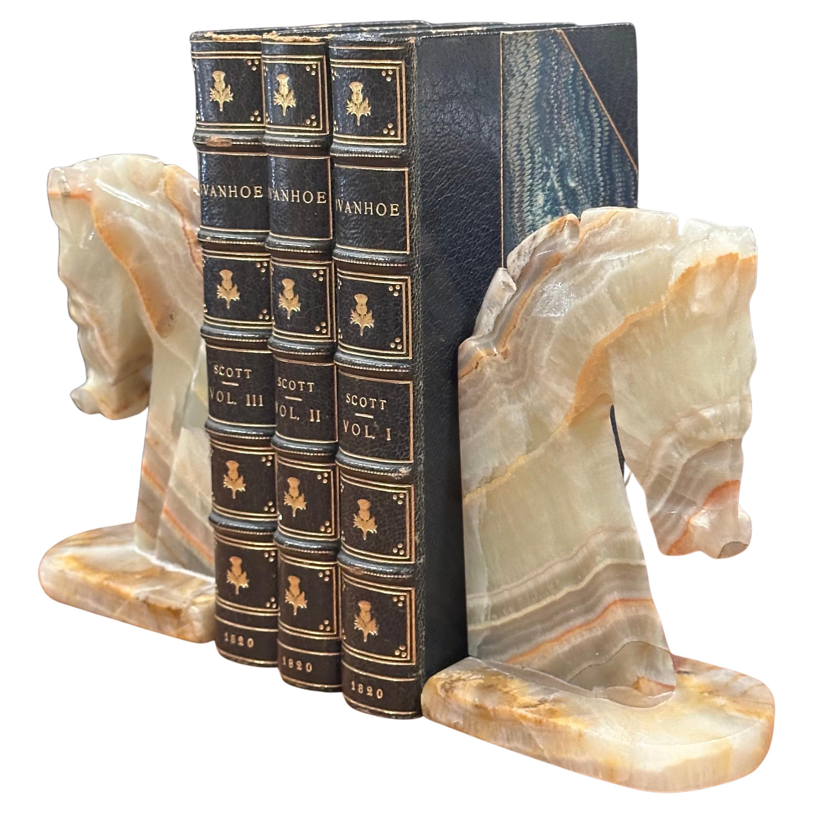 American Pair of Mid-Century Onyx Horse Head Bookends