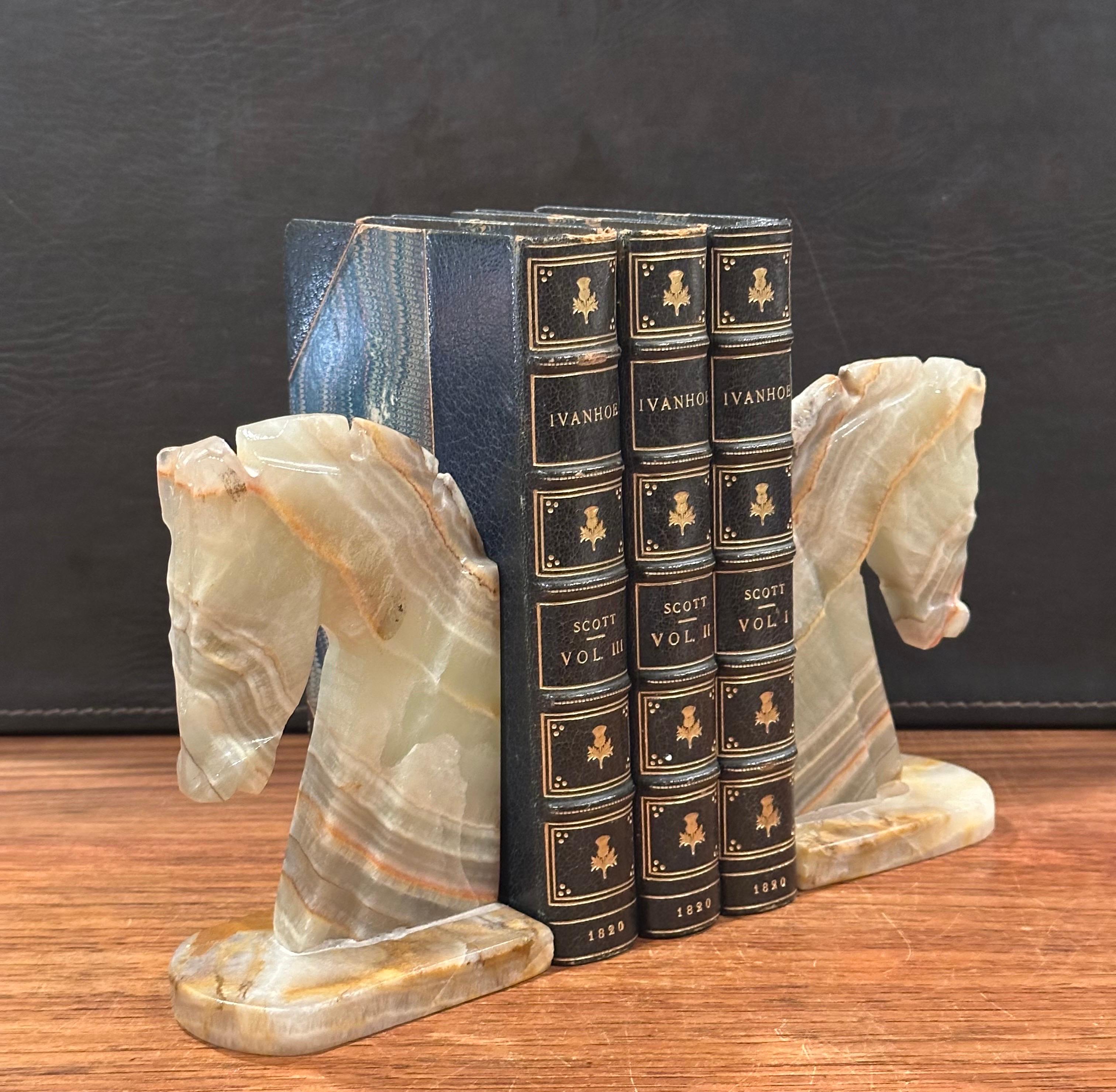 20th Century Pair of Mid-Century Onyx Horse Head Bookends