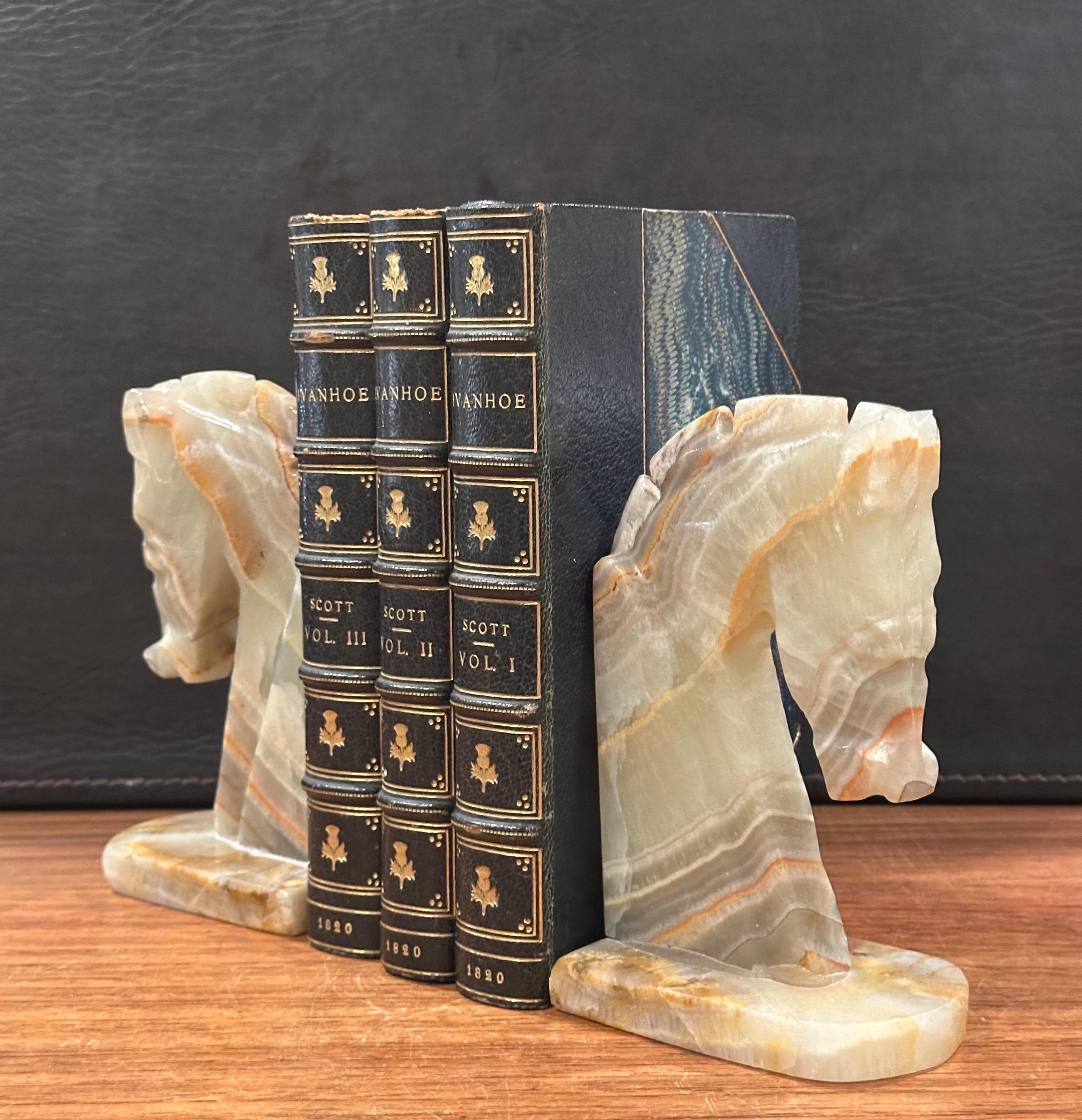 Pair of Mid-Century Onyx Horse Head Bookends 2