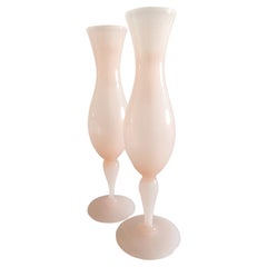 Pair of Mid Century Opalina Florentina Empoli Glass Cup-Vases, 1950s