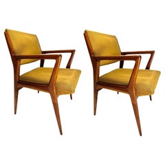 Pair of Mid-Century Organic Armchairs in the Style of Gio Ponti, Italy, 1950s
