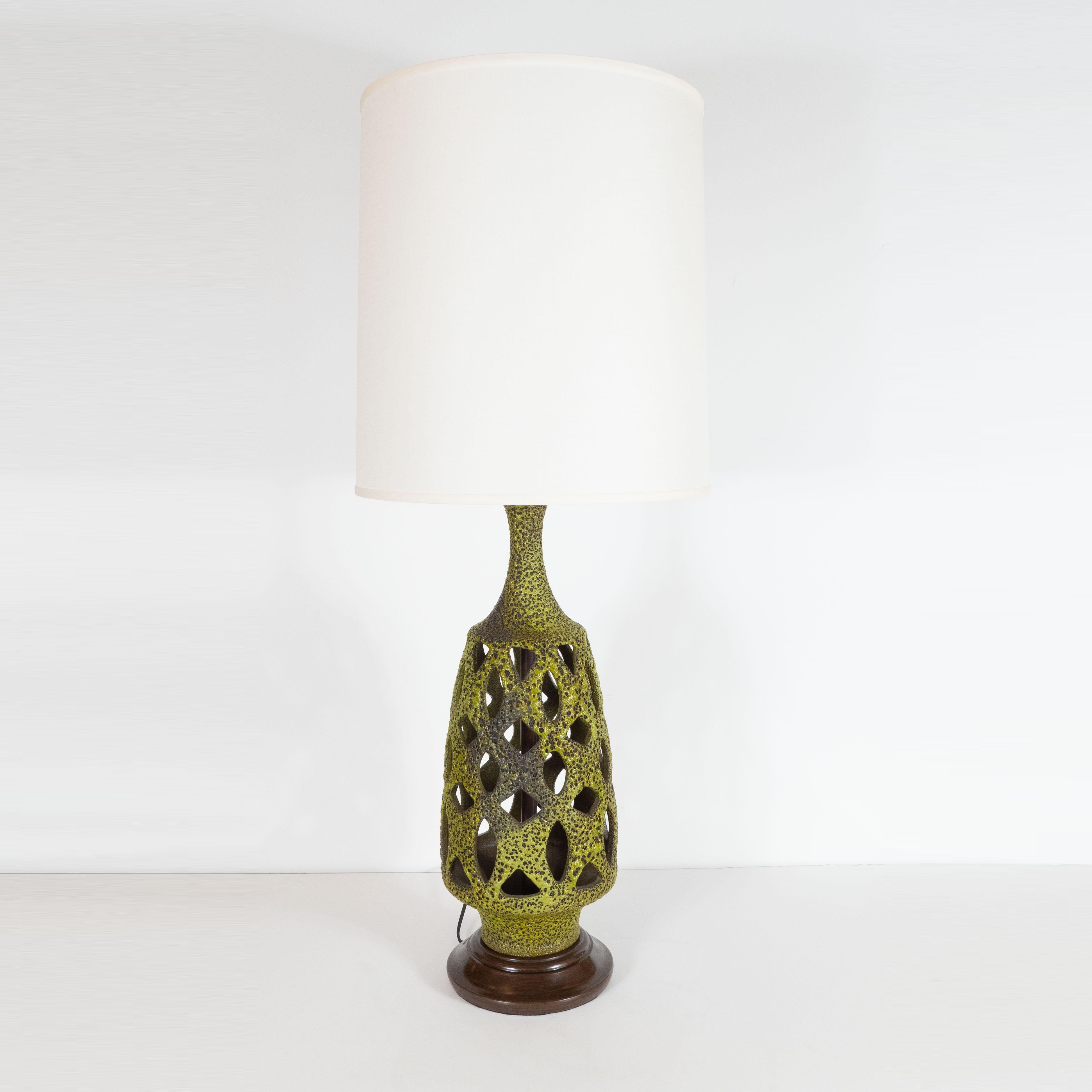 Mid-20th Century Pair of Mid Century Organic Modern Sculptural Latticework Table Lamps