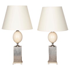 Pair of Mid-Century Ostrich Egg Table Lamps