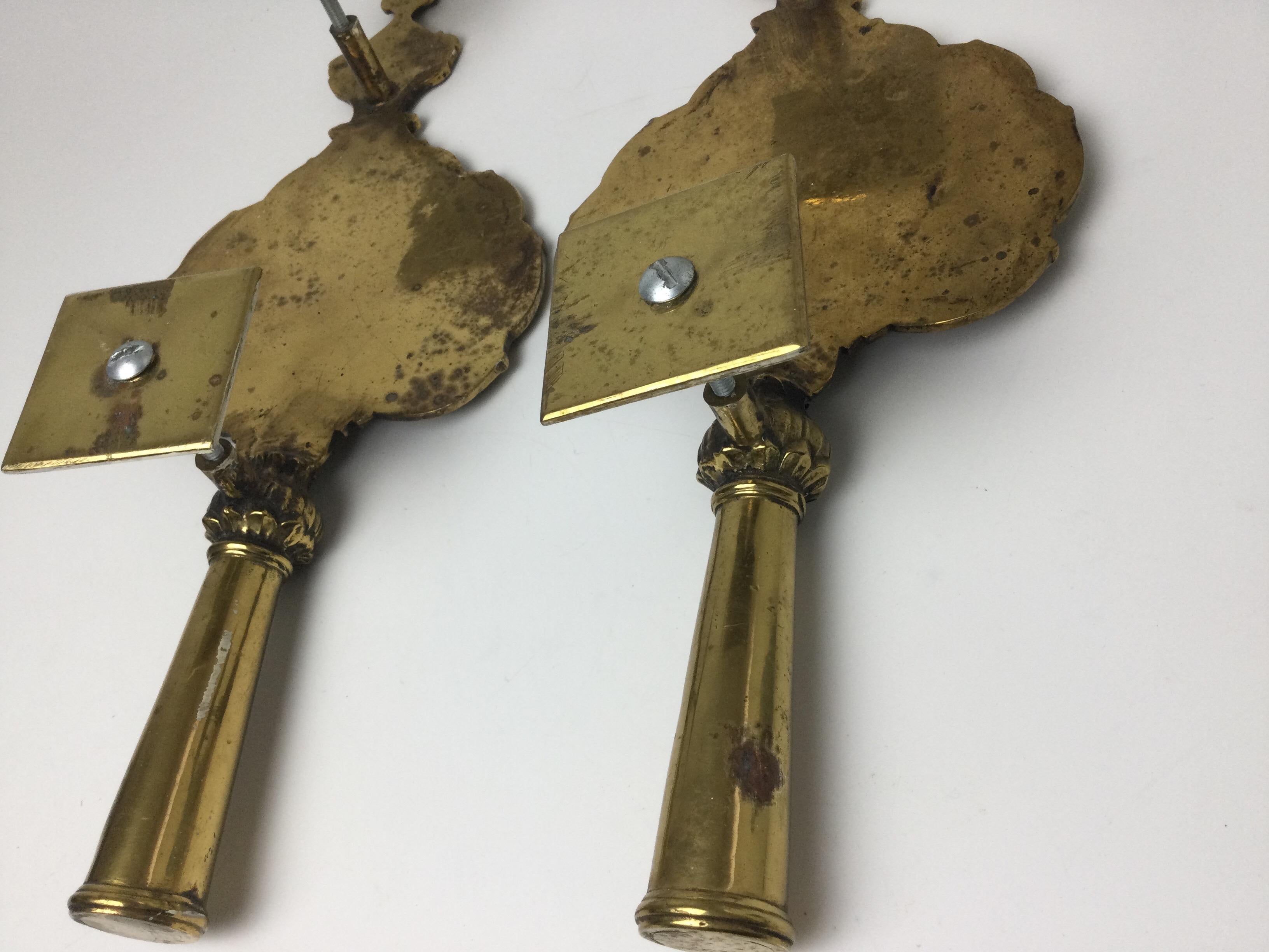 Pair of Mid-Century Oversized 1950's Brass Door Pulls For Sale 3