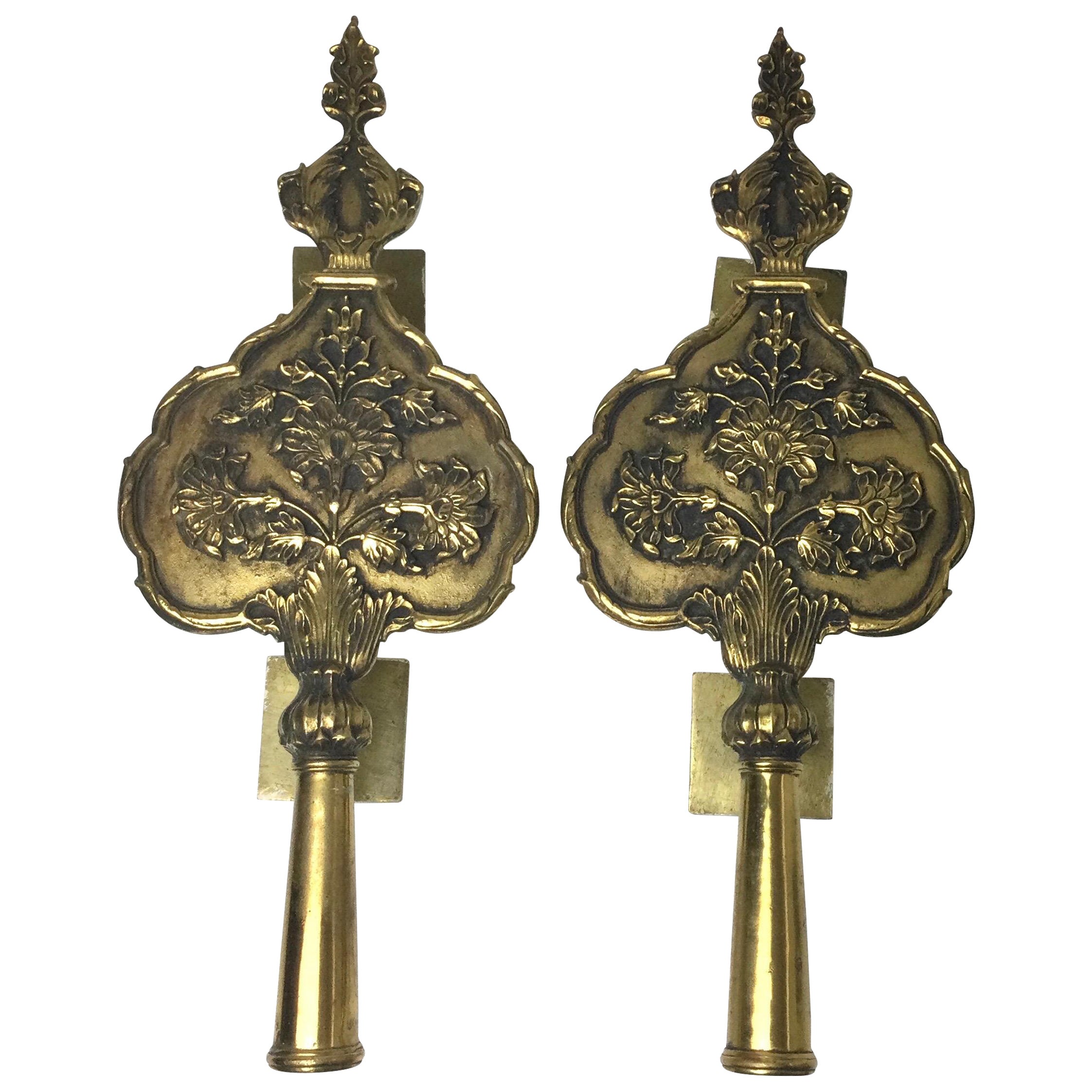 Coppia di maniglie per porte in ottone oversize del 1950, risalenti alla metà del secolo scorso