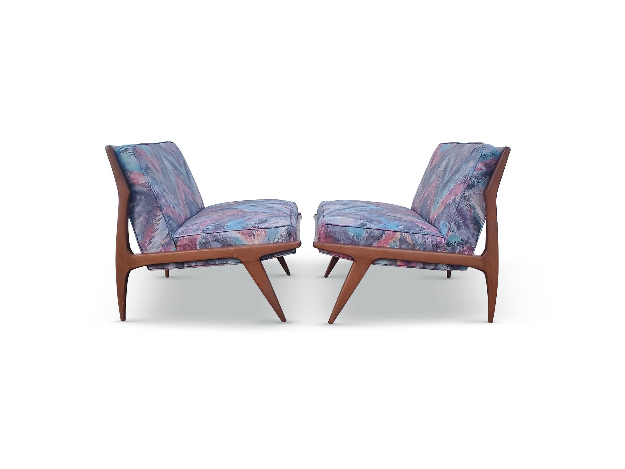 Pair of Mid-Century Oversized Sculpted Slipper Lounge Chairs  For Sale 7