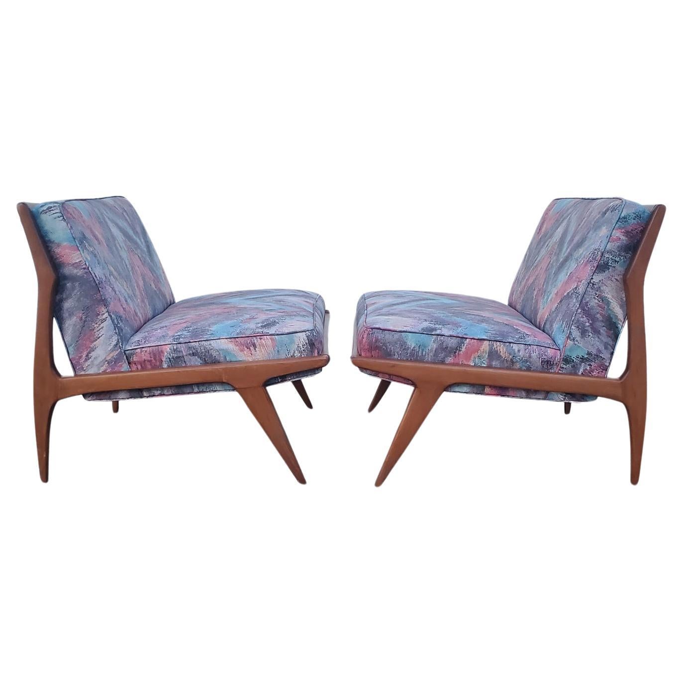 Pair of Mid-Century Oversized Sculpted Slipper Lounge Chairs  For Sale
