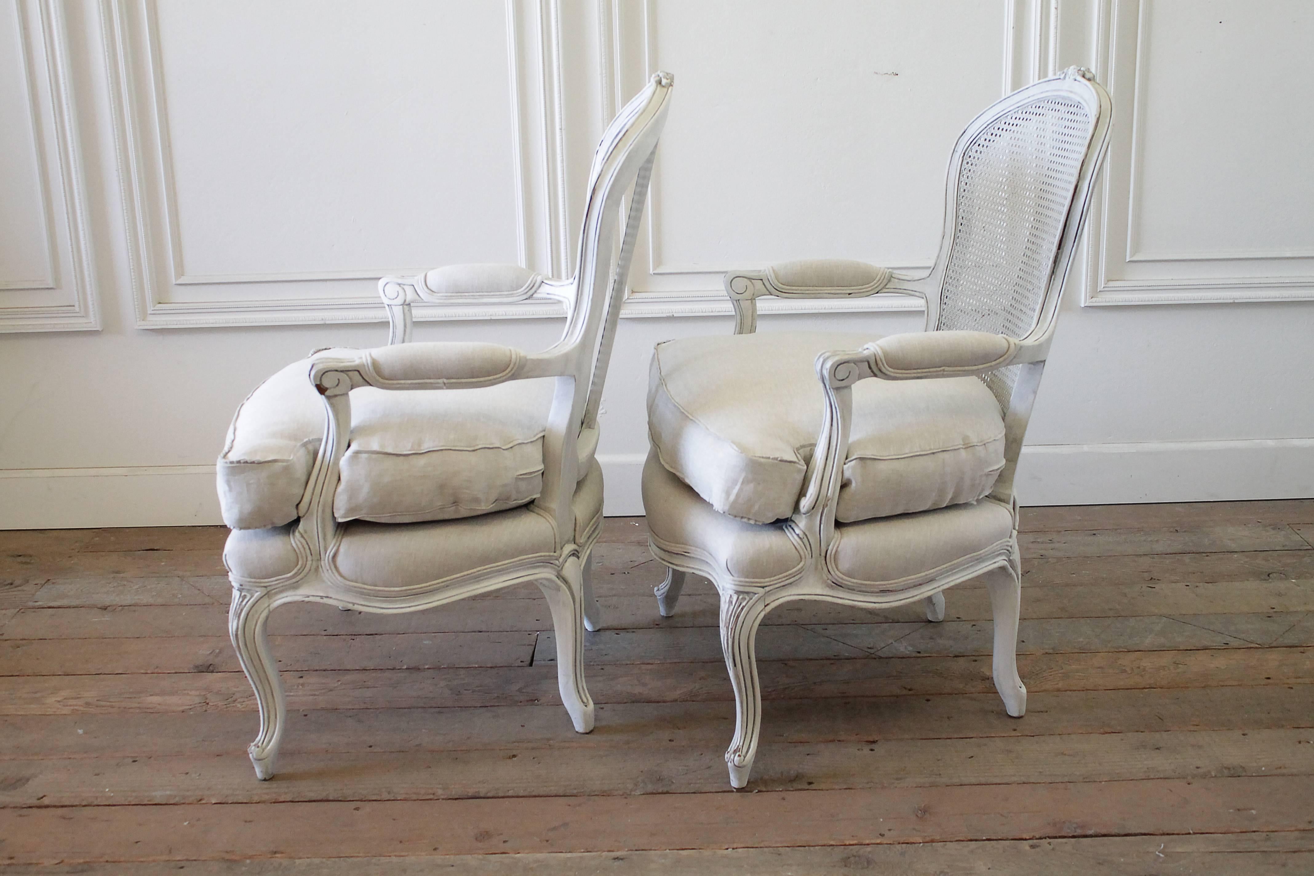 Pair of Midcentury Painted Cane French Style Chairs 2