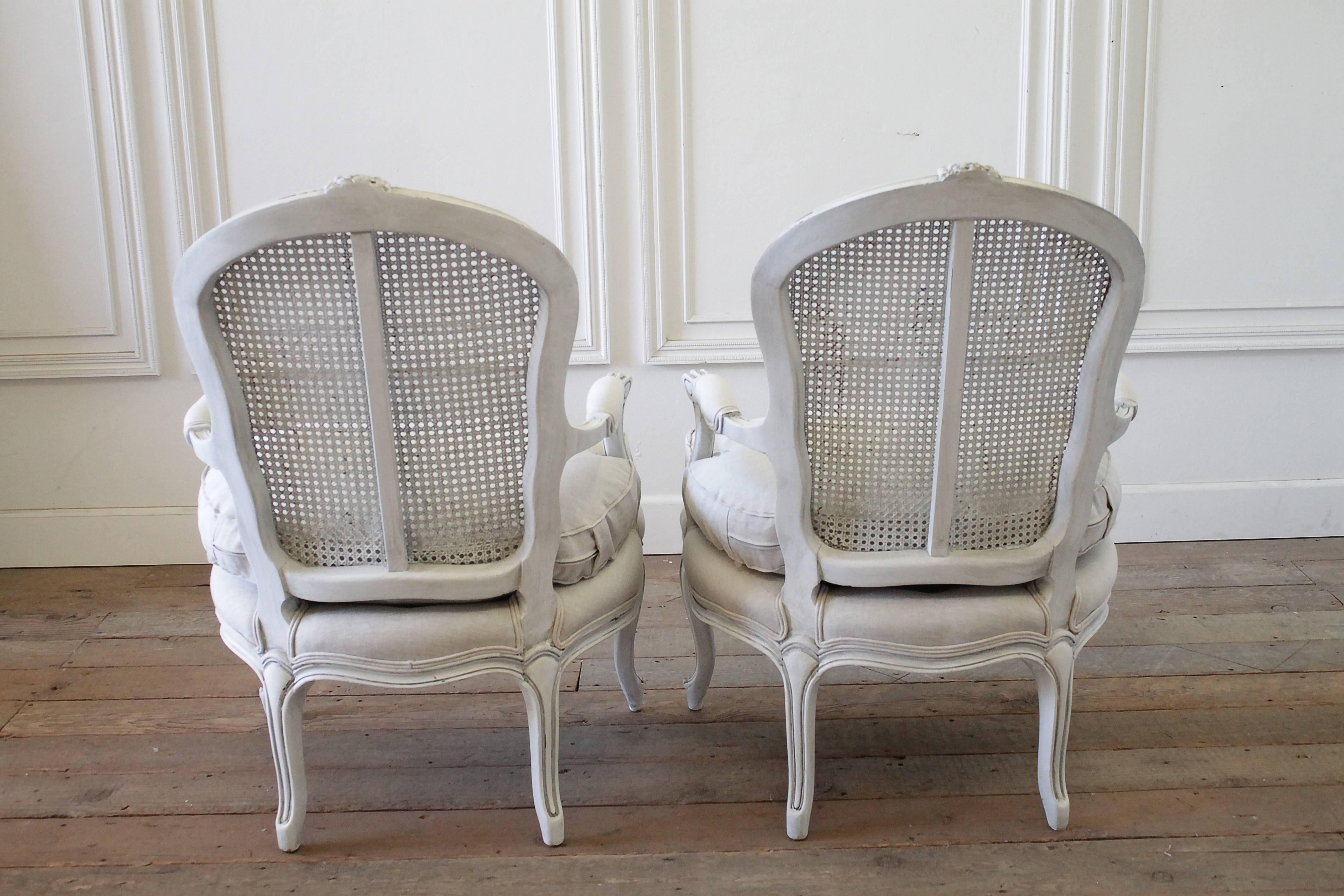 Pair of Midcentury Painted Cane French Style Chairs 3