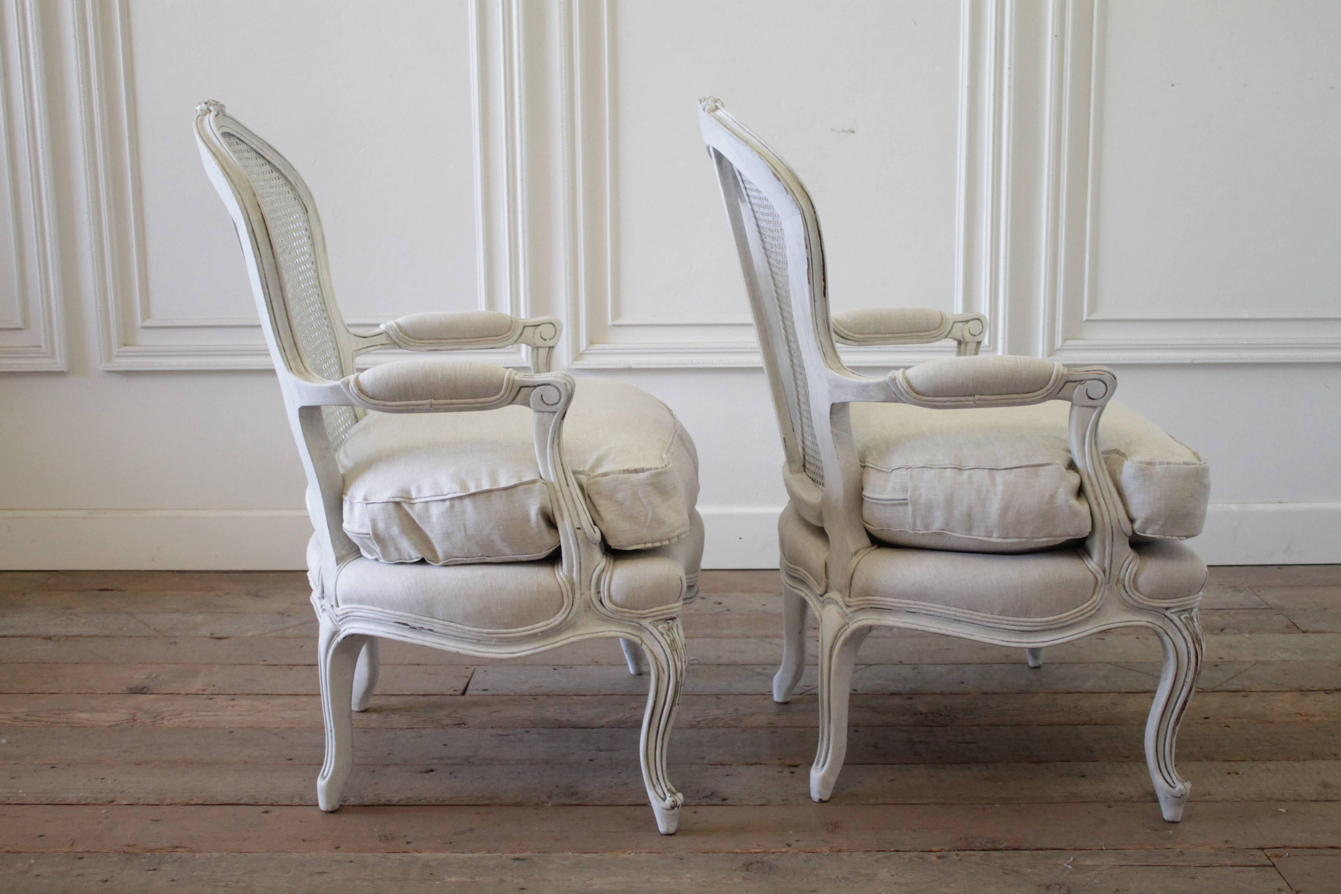 Pair of Midcentury Painted Cane French Style Chairs 4